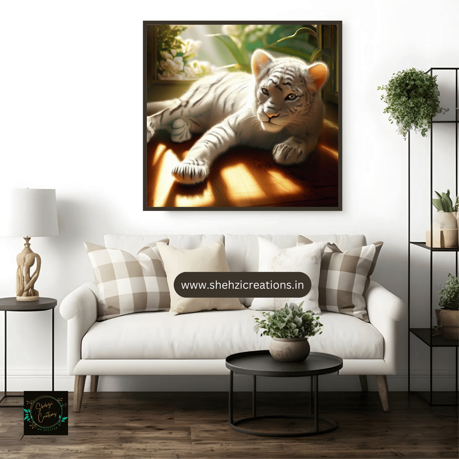 Captivating Serenity: White Cub Cat Art - 4 Prints - Instant Download Collection
