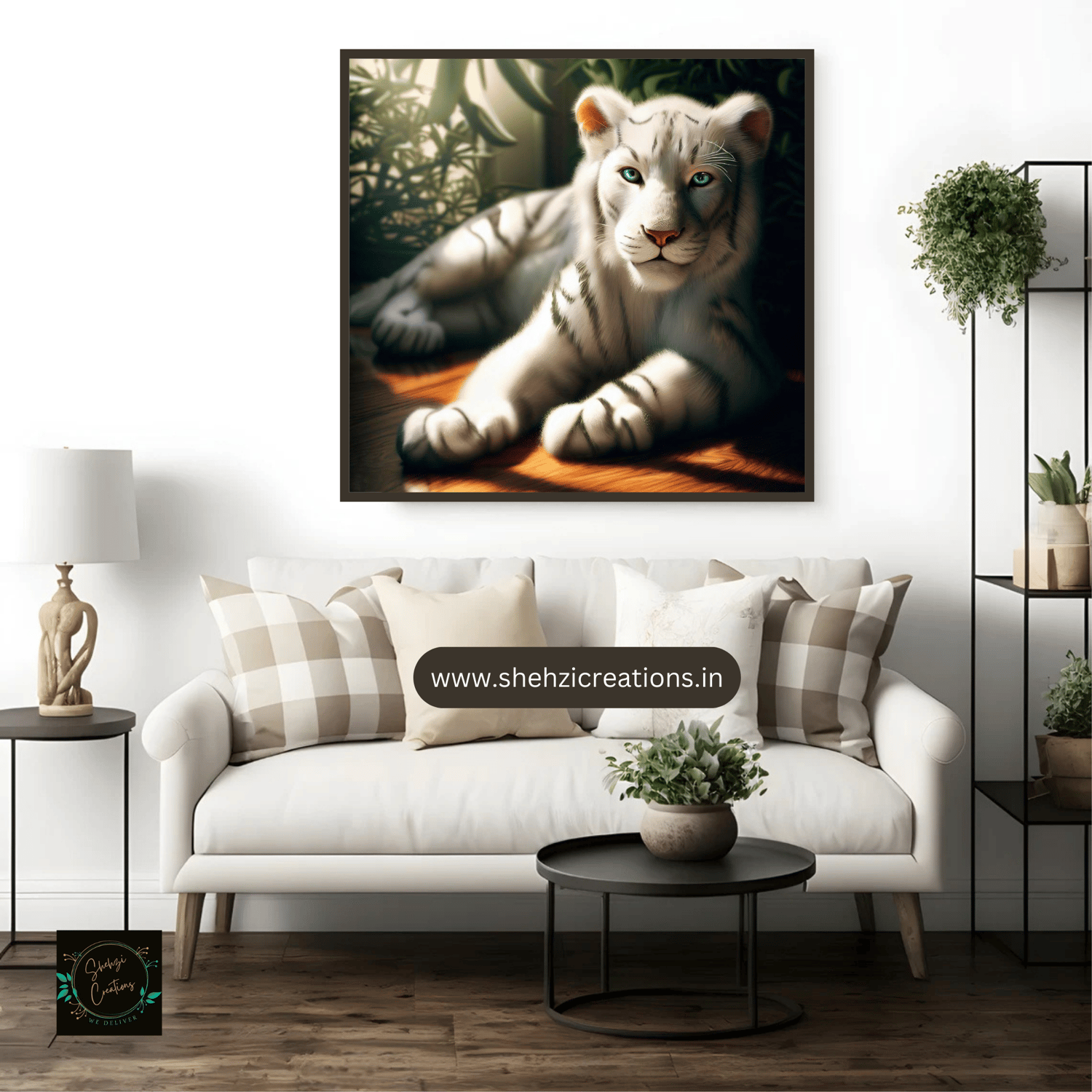 White Cub Lounging on Sunlit Windowsill: Serene Cat Art - 4 Nos. - Instant Download