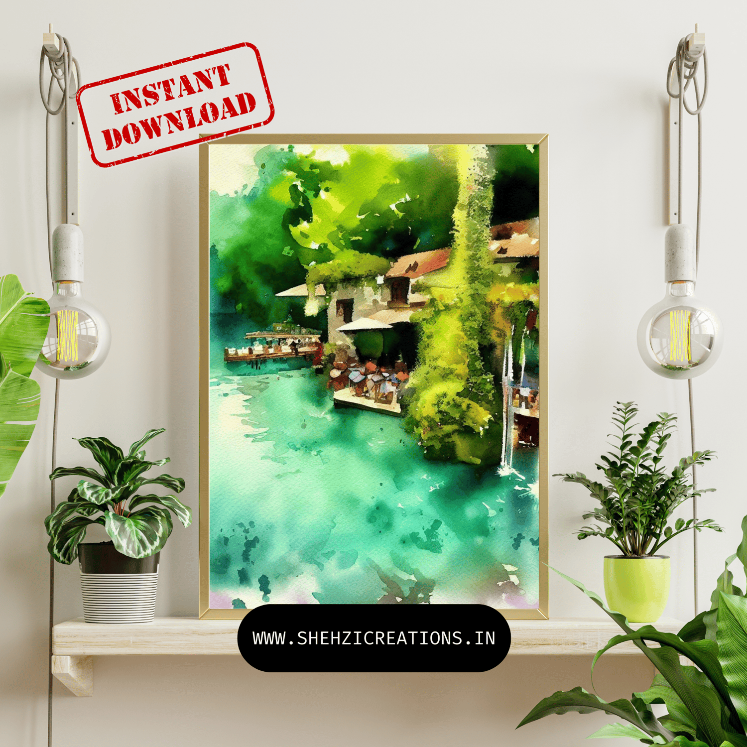 Nature's Palette: Plitvice Lake Watercolor Paintings - Instant Downloads