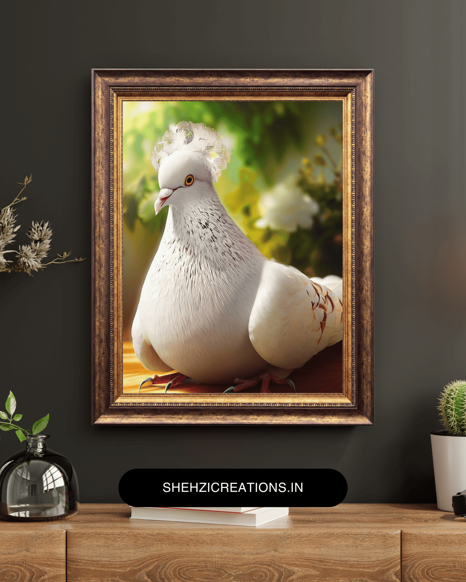 Experience Elegance: Crown Pigeon Digital Art - Instant Download