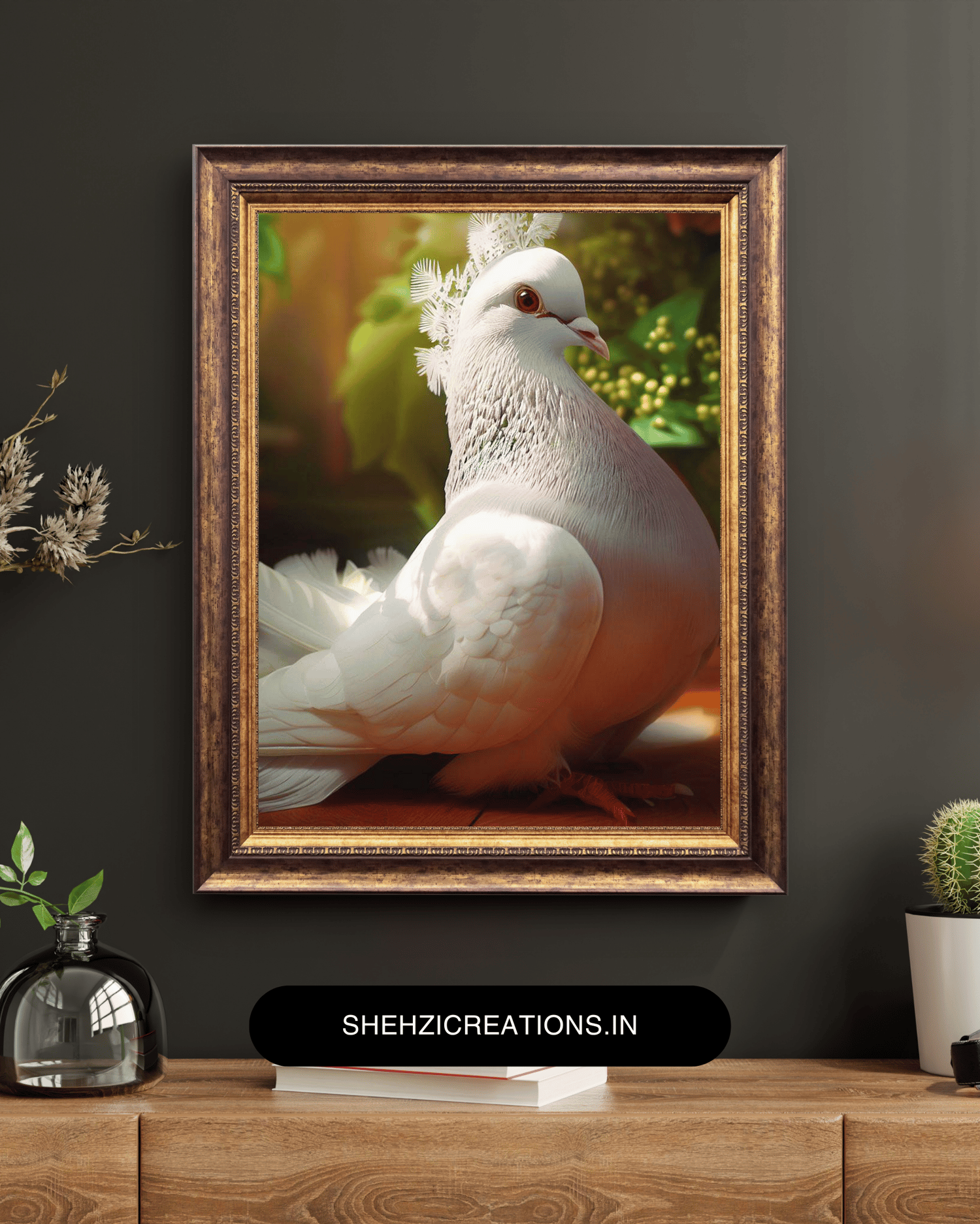 Majestic Feathers: Stunning Crown Pigeon Digital Art - Instant Download