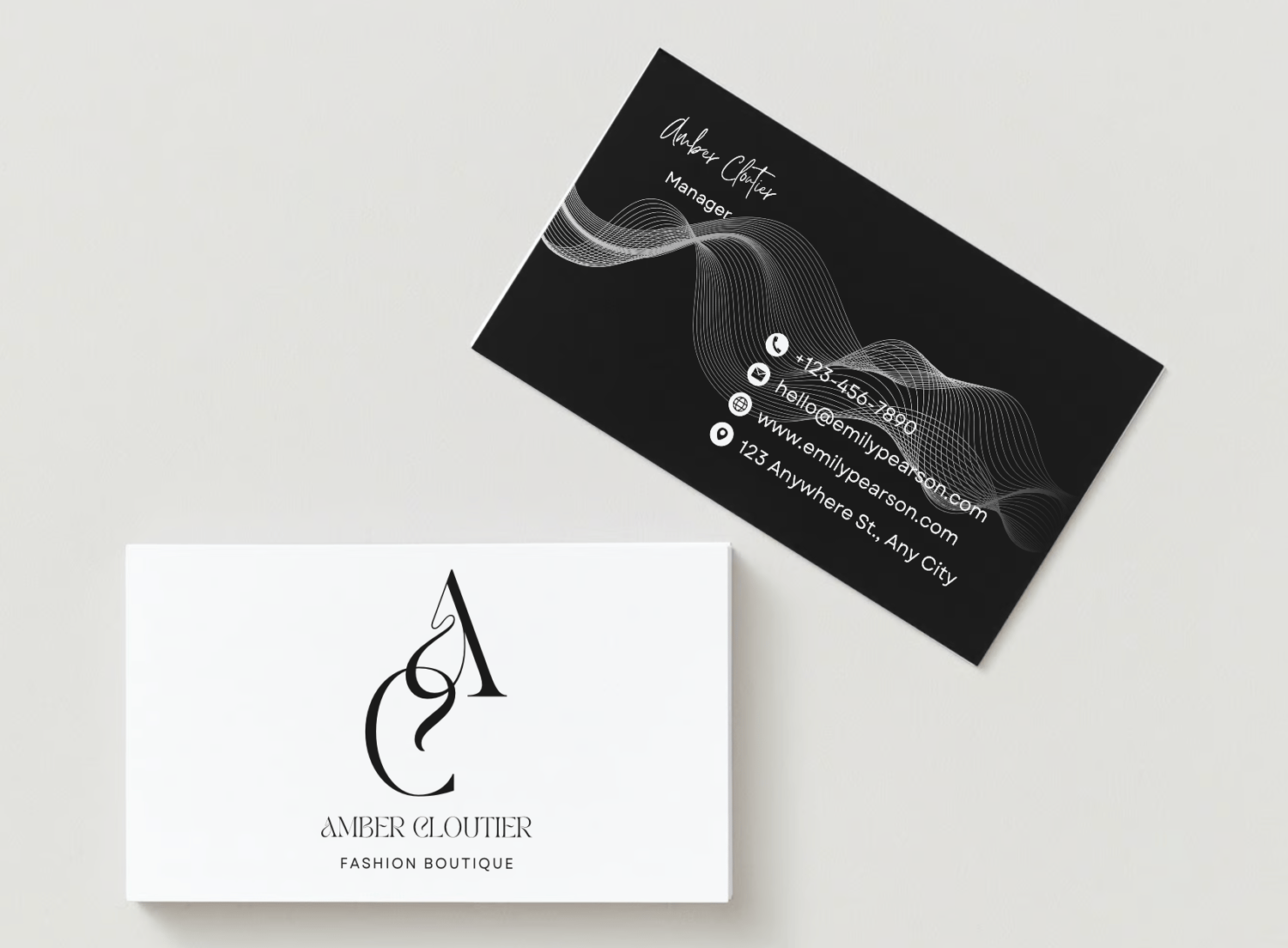 Customizable Elegant, feminine initials Business Card Template for Canva - Small Business Branding, mock white front
