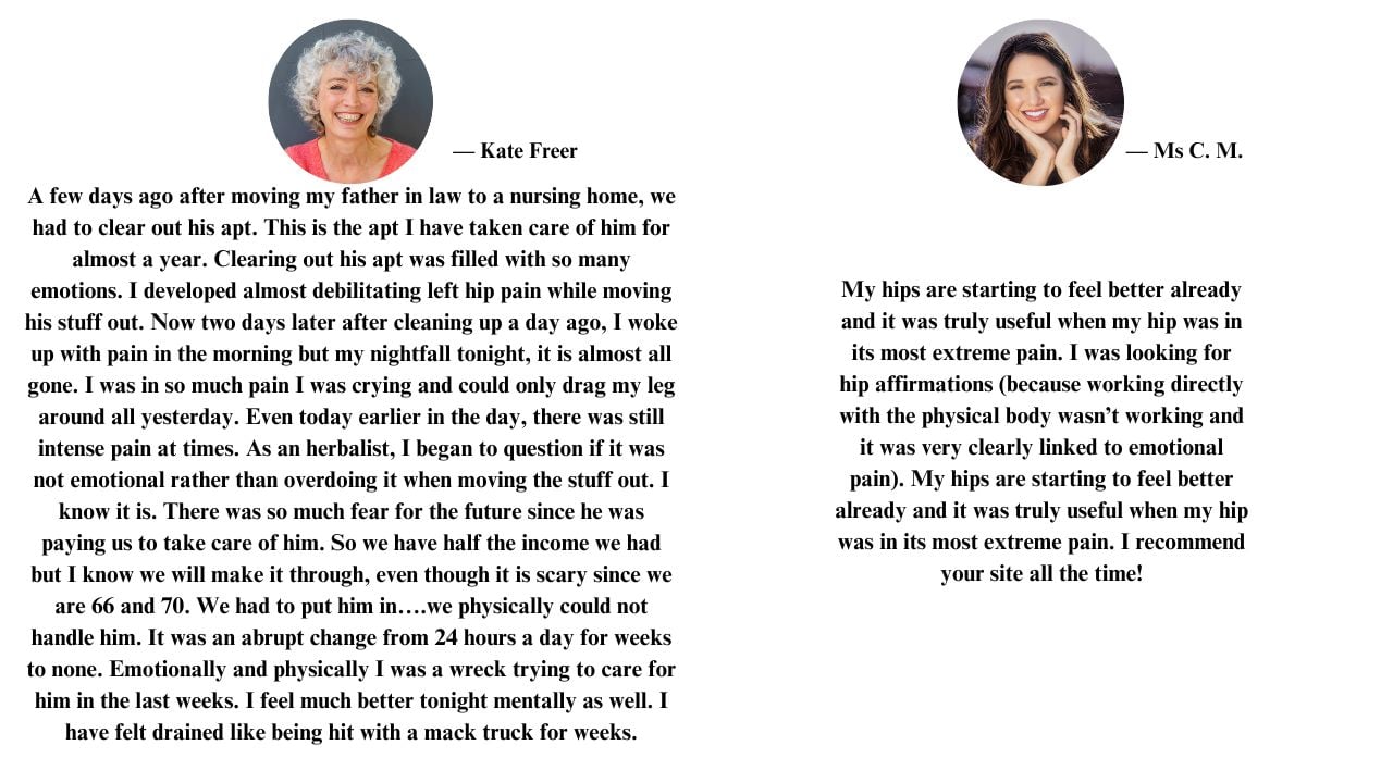 testimonials about our affirmations for hip pain meditation