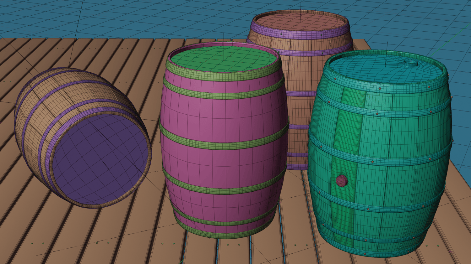 custom barrels 3d blender lattice game ready game asset low poly high poly realism realistic stl fbx obj