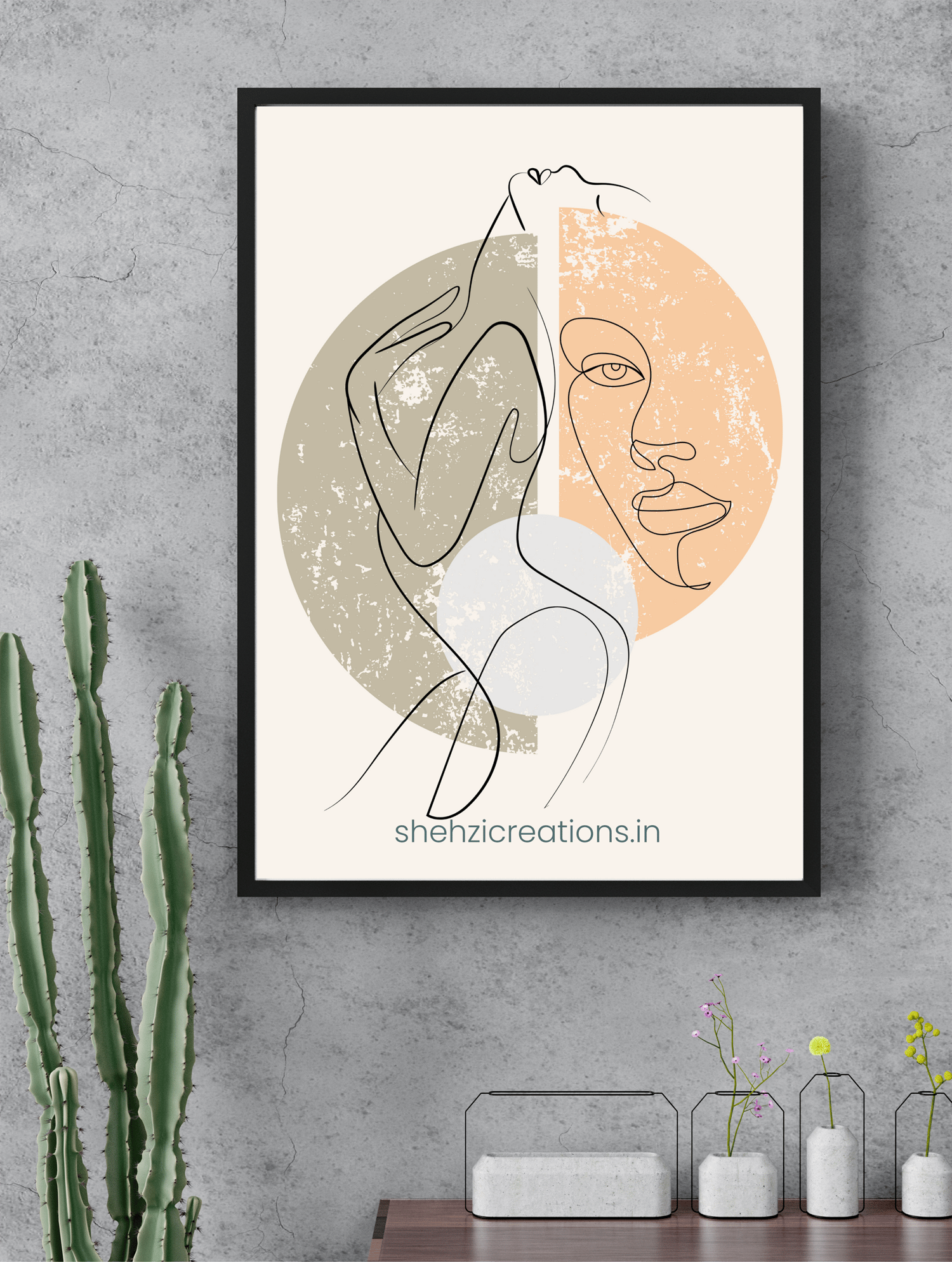 "Boho Chic Living Room Print - Abstract Mid Century Wall Art - Terracotta Decor"