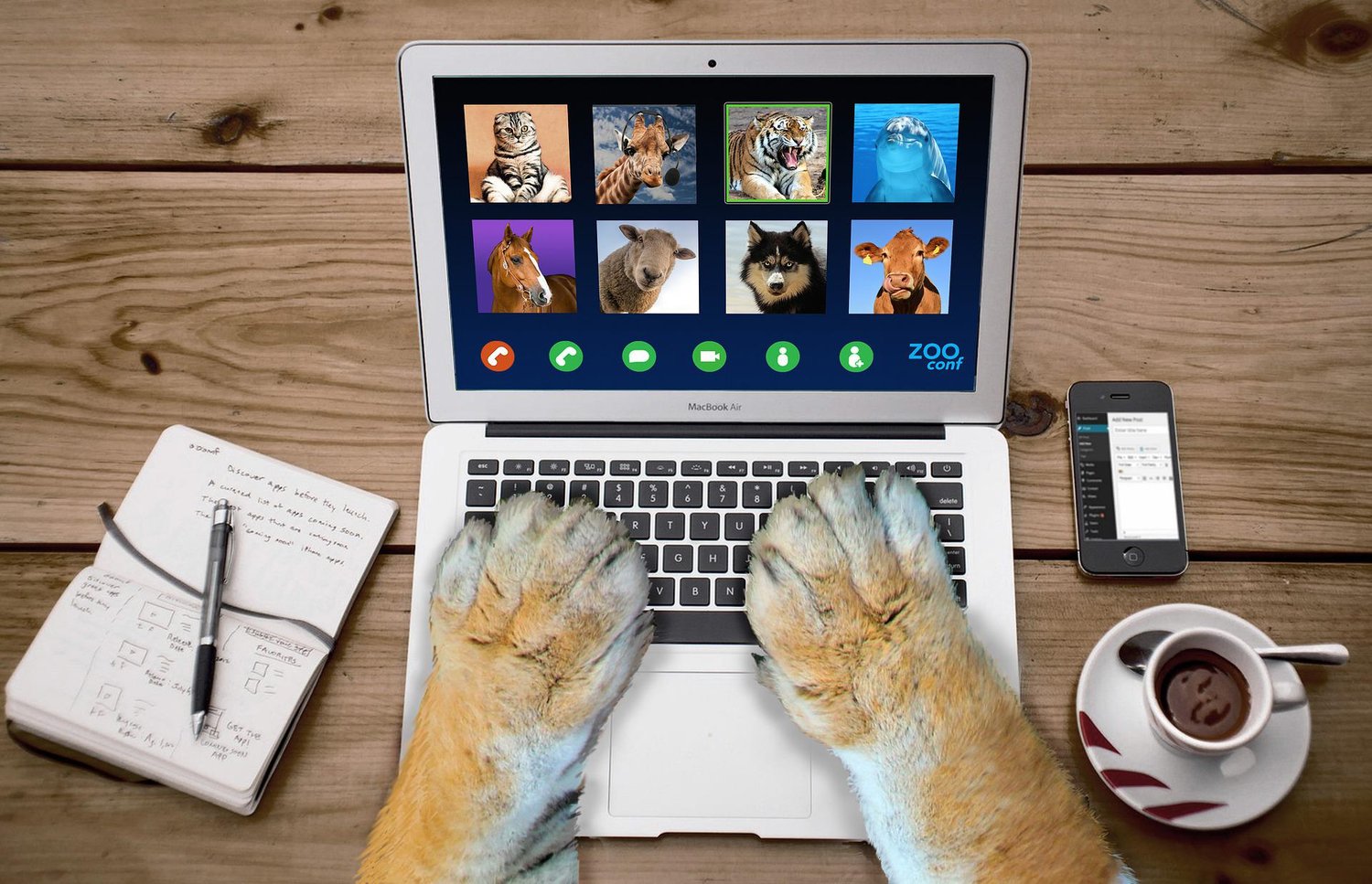 Tiger using a laptop