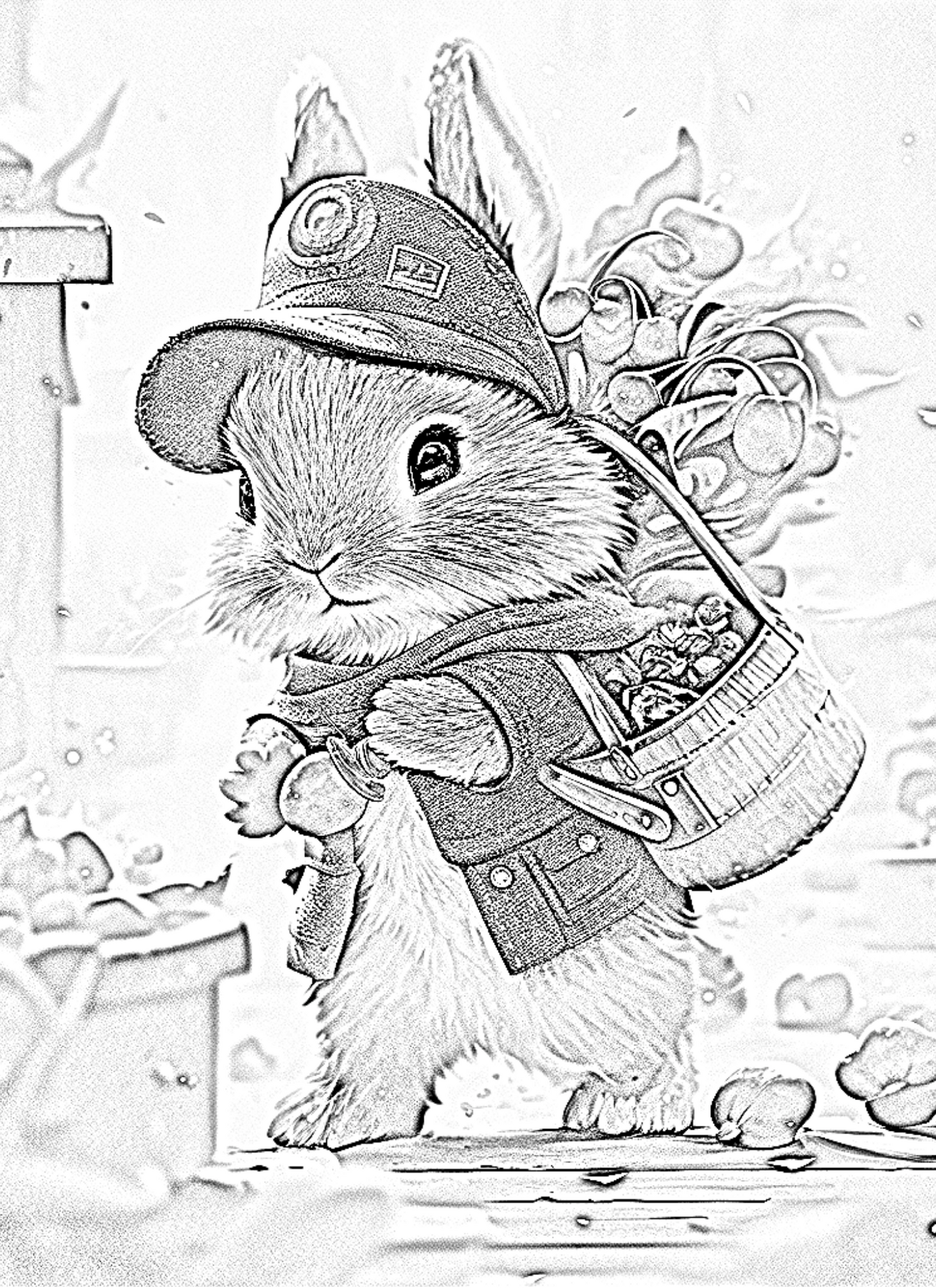 Artistic Adventure: Bear & Bunny Sketch Coloring Book - Instant Download