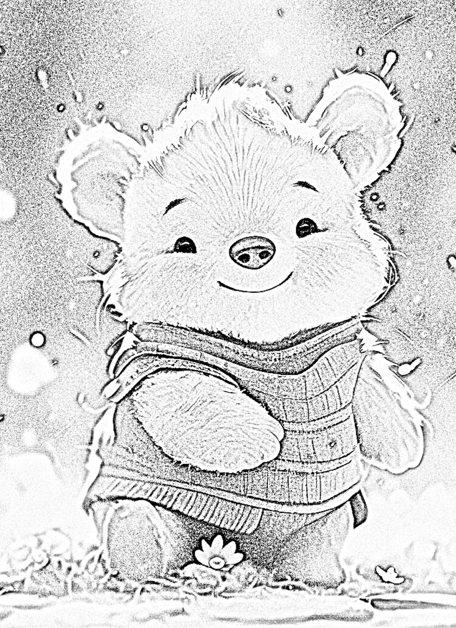 Sketching Serenity: Bear & Bunny Coloring Book - Instant Download