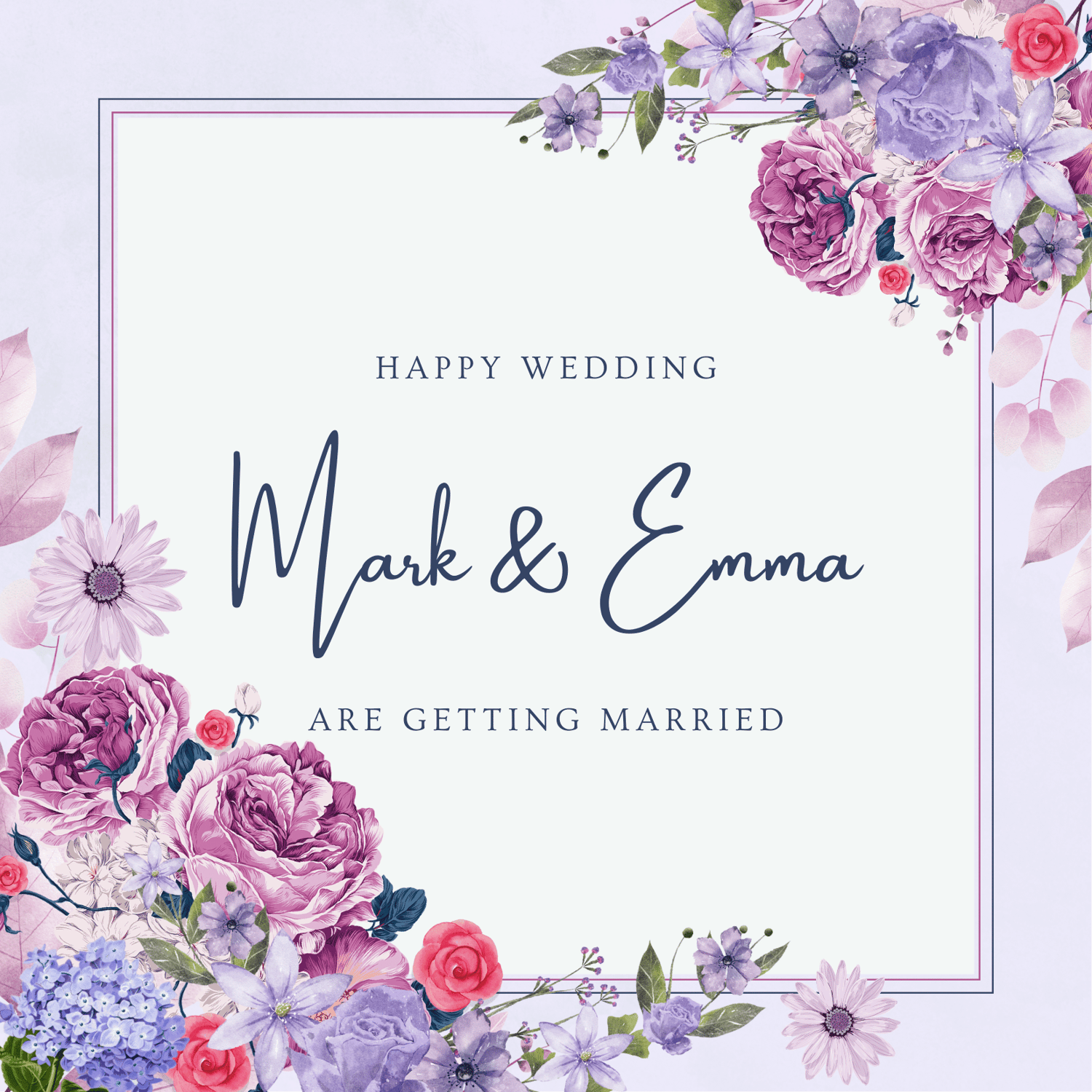 Purple Full Bloom Floral Invitation | Canva Template | Digital. Design