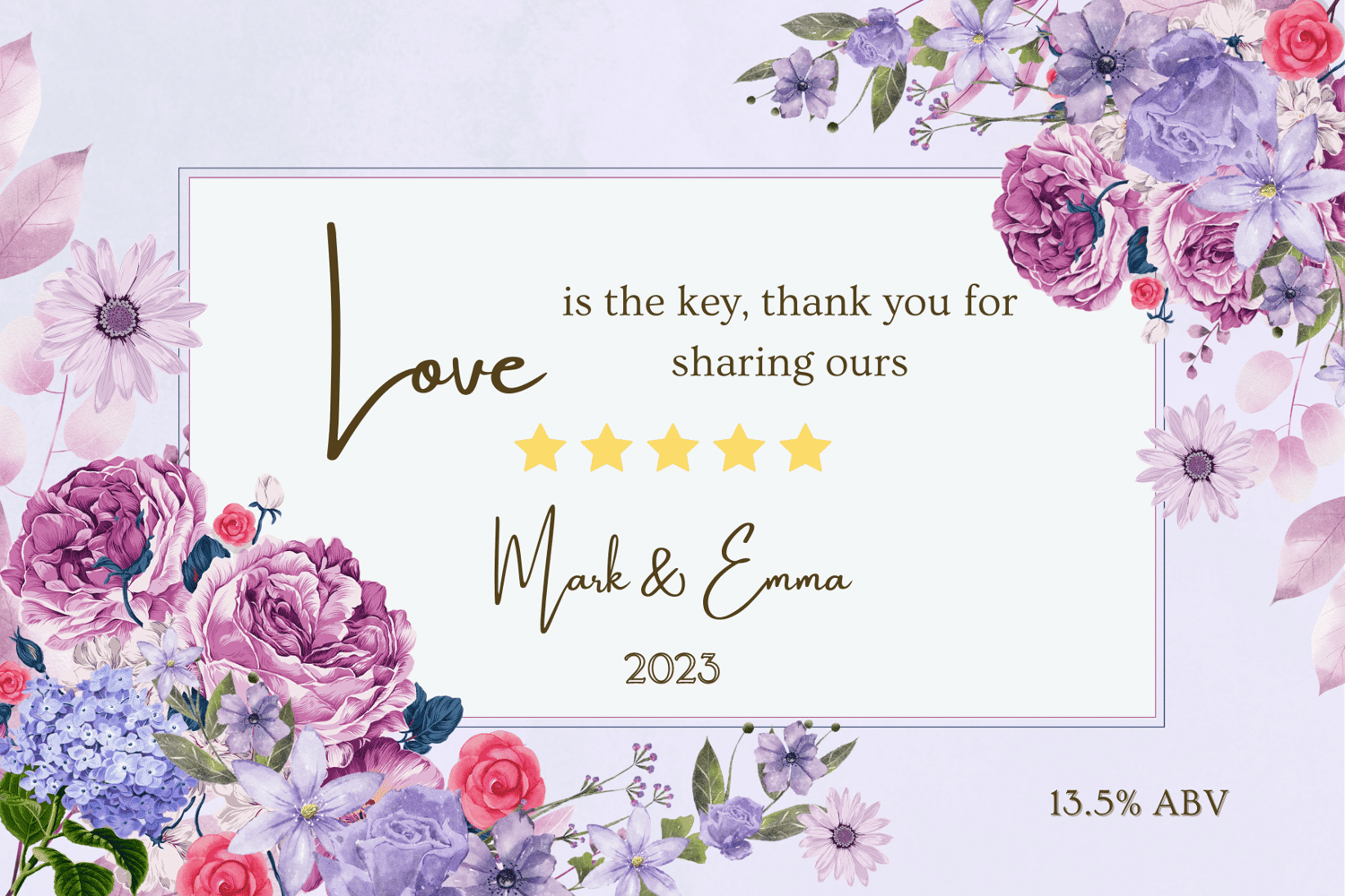 Purple Full Bloom Floral Sticker Label 6"x4" | Customizable Canva Template | Digital. Design
