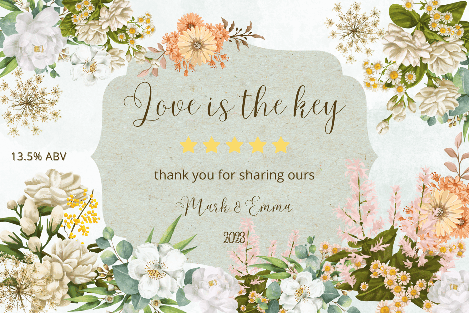 Vibrant Full Bloom Floral Sticker Label 6"x4" | Customizable Canva Template | Digital. Design