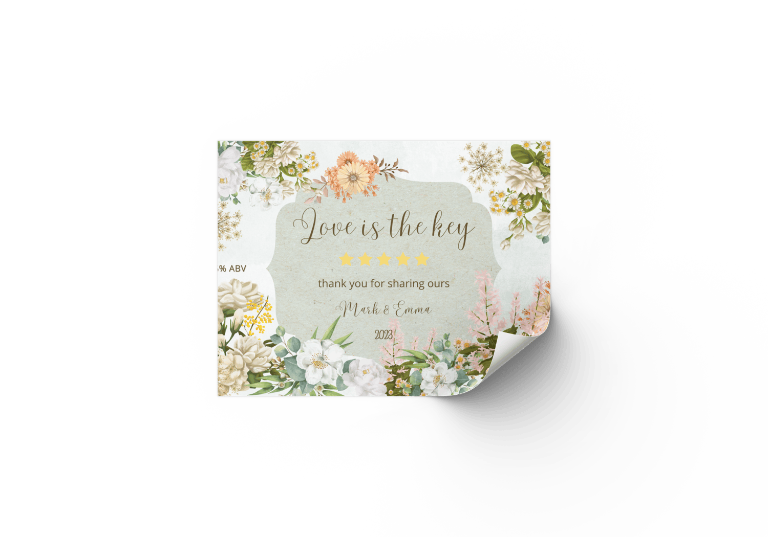 Vibrant Full Bloom Floral Sticker Label 6"x4" | Customizable Canva Template | Digital. Mock sticker