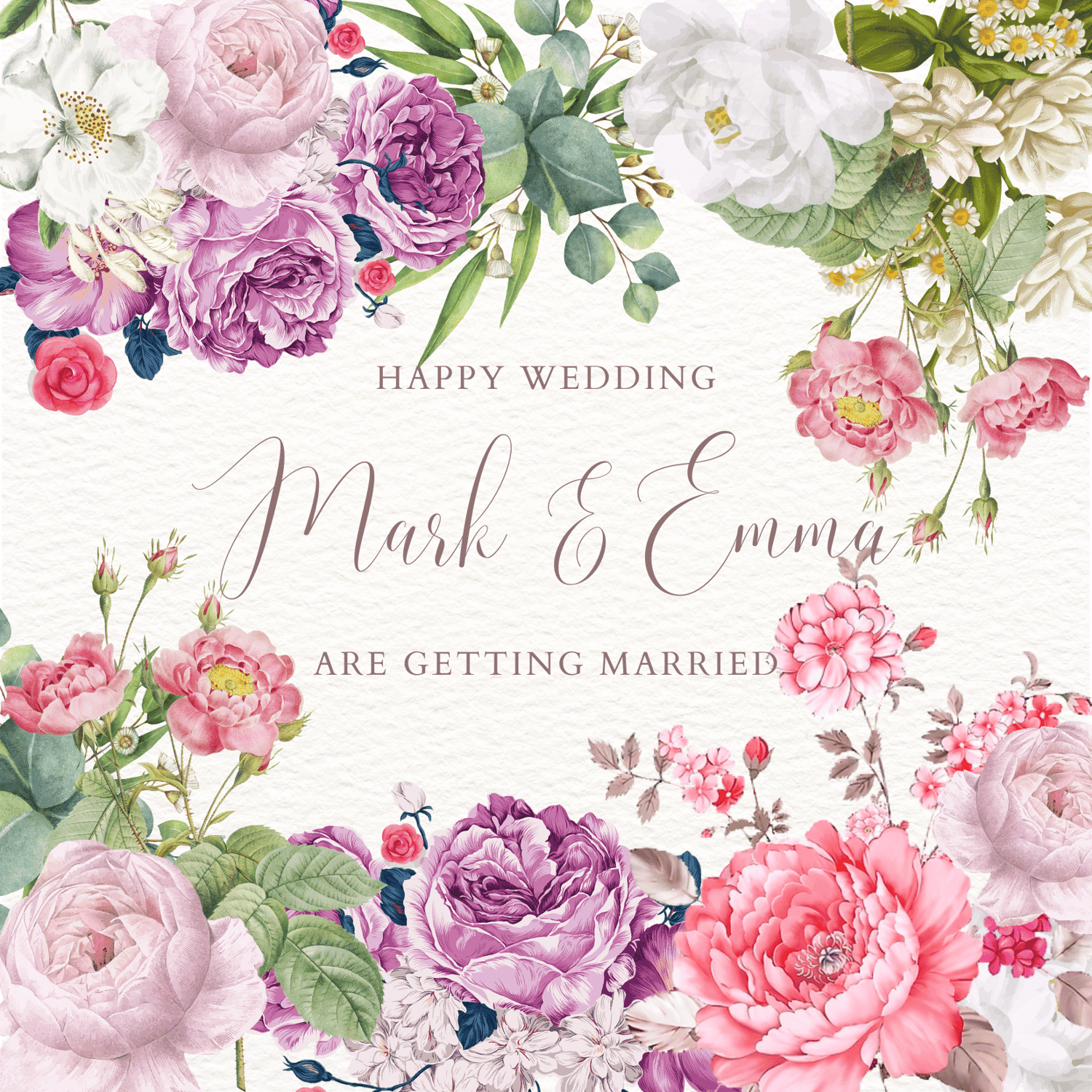 Lush Floral Invitation | Canva Template | Digital. Front design