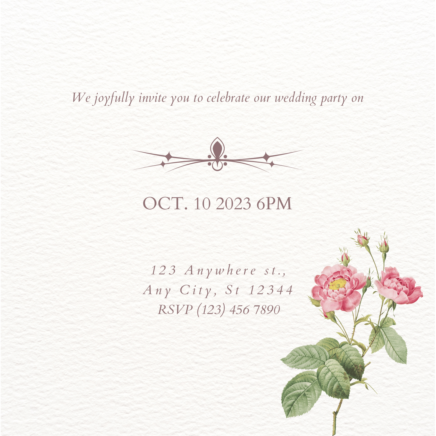 Lush Floral Invitation | Canva Template | Digital. Back design