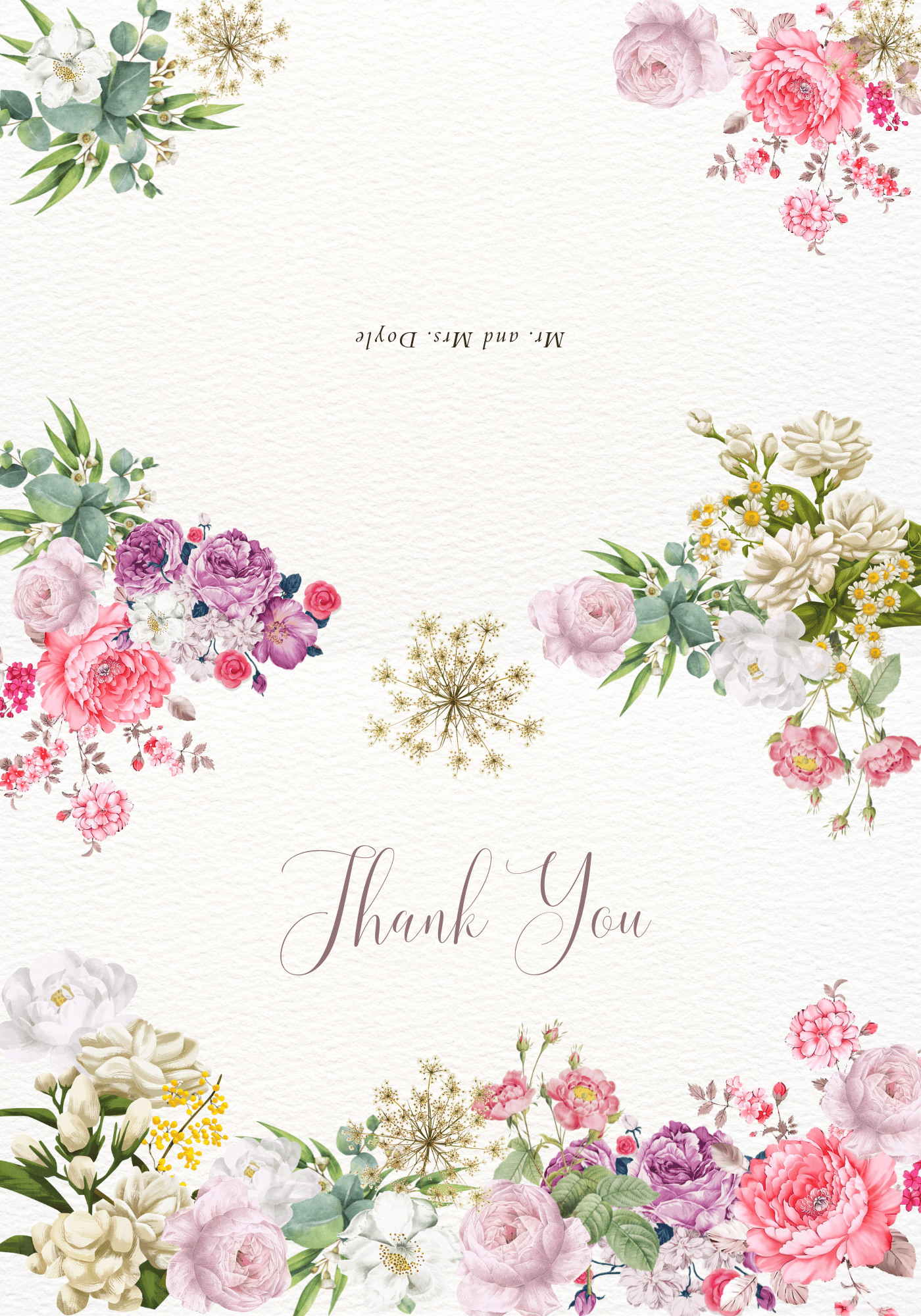 Lush Floral Folded Card Landscape | Customizable Canva Template | Digital. Outside design