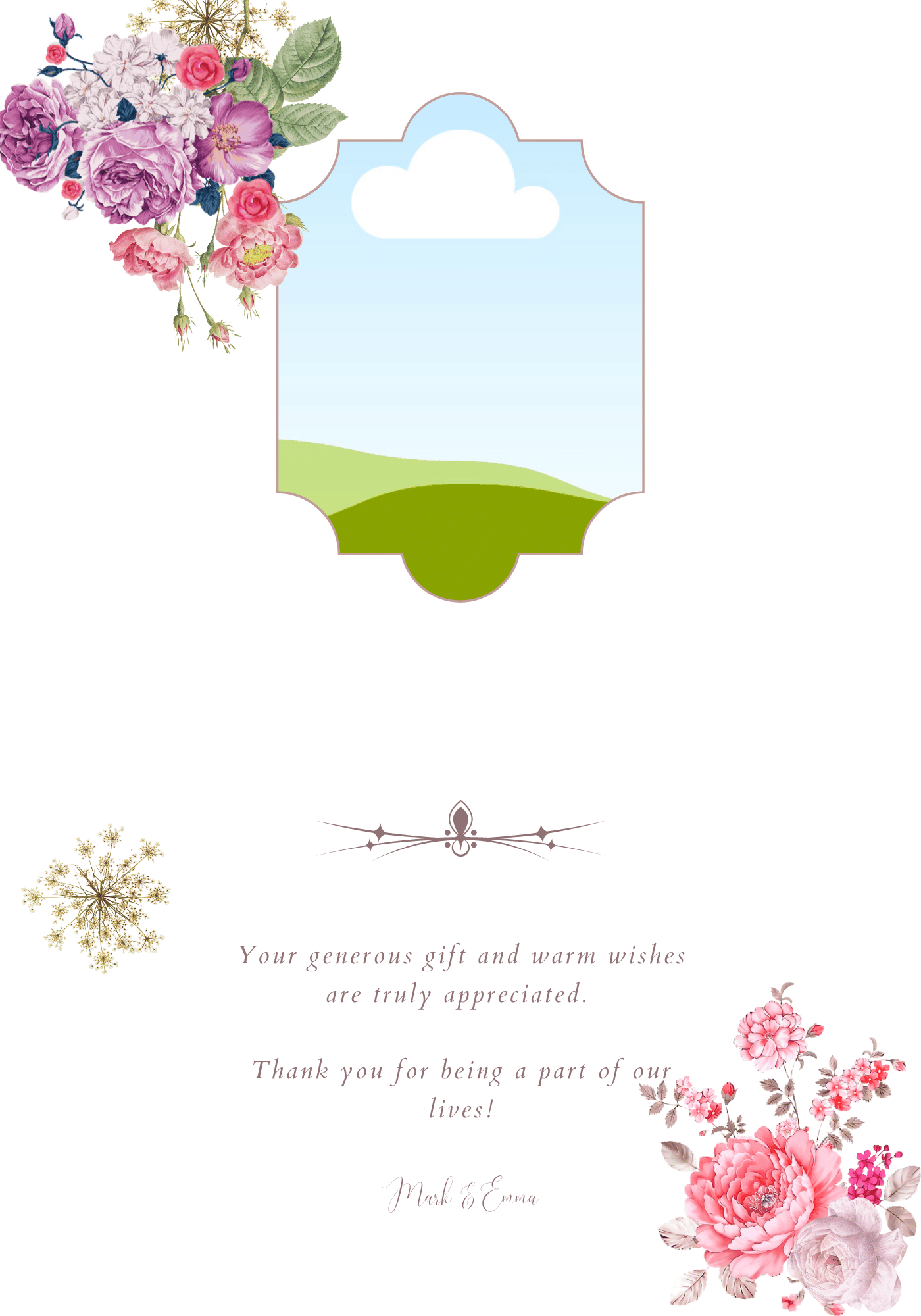 Lush Floral Folded Card Landscape | Customizable Canva Template | Digital. Inside design