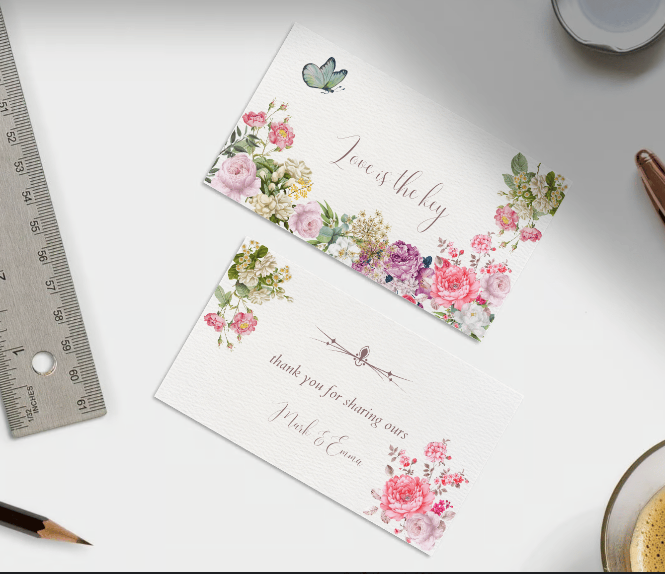 Lush Floral Gift/Favor Tag | Customizable Canva Template | Digital. Mock front and back