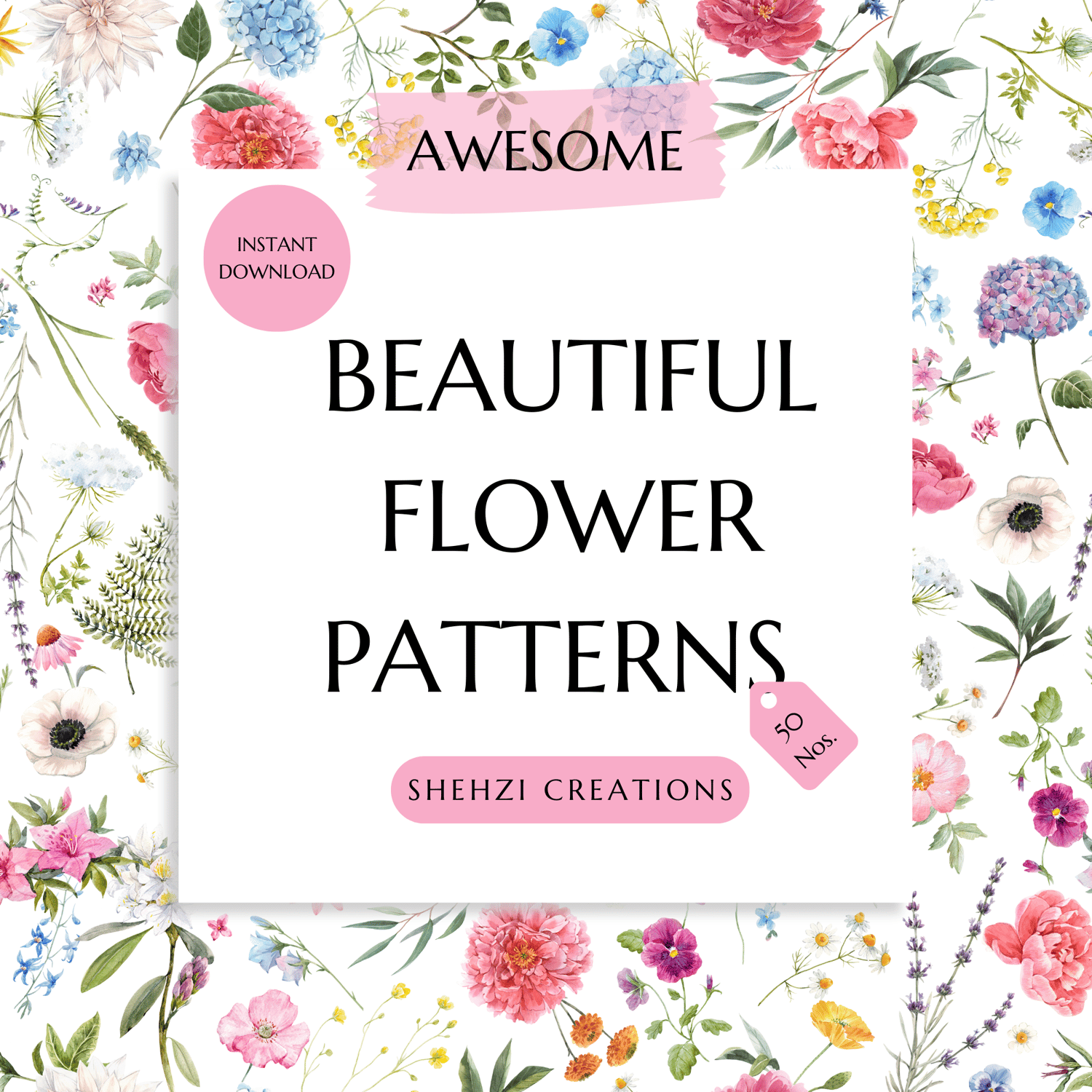 Elevate Home Decor with Awesome Flower Patterns - Instant Download