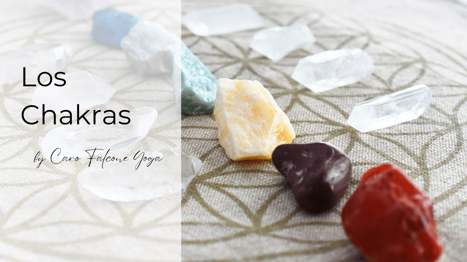 coloured gems representing chakra system on an ethnic cloth