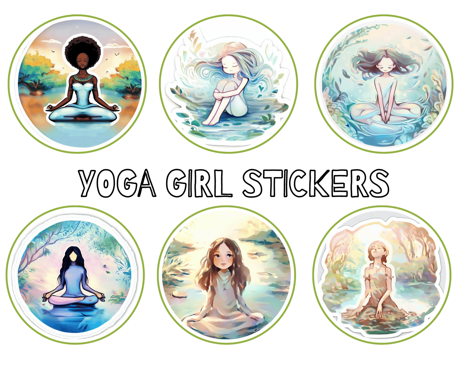 Discover Tranquility: Yoga Girl Stickers Set - 18 Instant Downloads