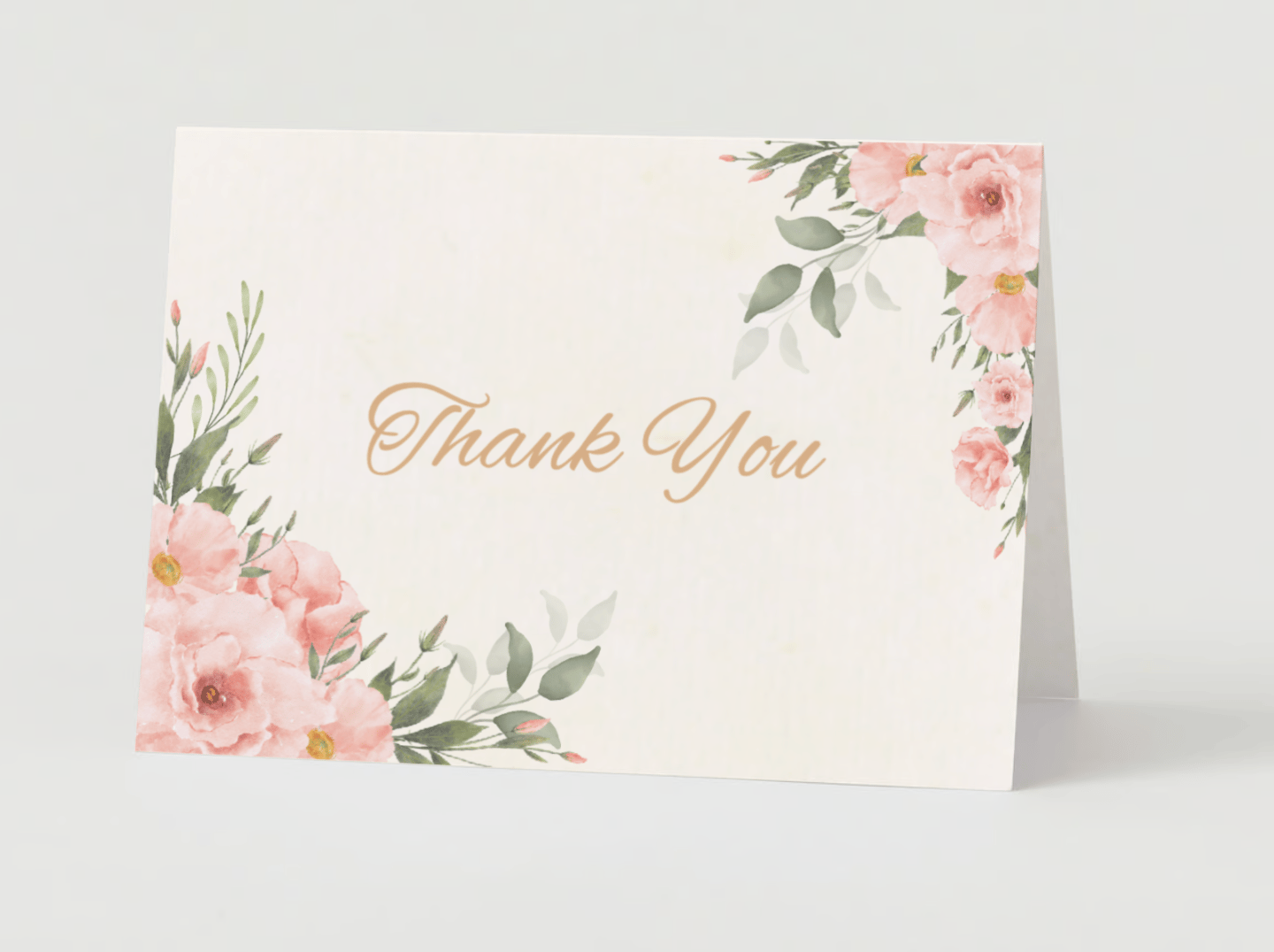 Elegant Pink Rose Wedding Folded Card Landscape | Customizable Canva Template | Digital Download. Mock Outside front
