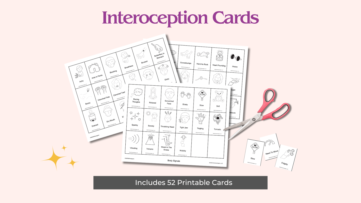 52 Interoception Cards for Body Signals Interoception Counseling Activity