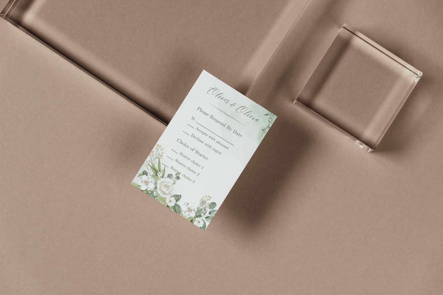 Elegant White Floral Photo Frame RSVP Card | Customizable Canva Template | Digital Download. Mock Front