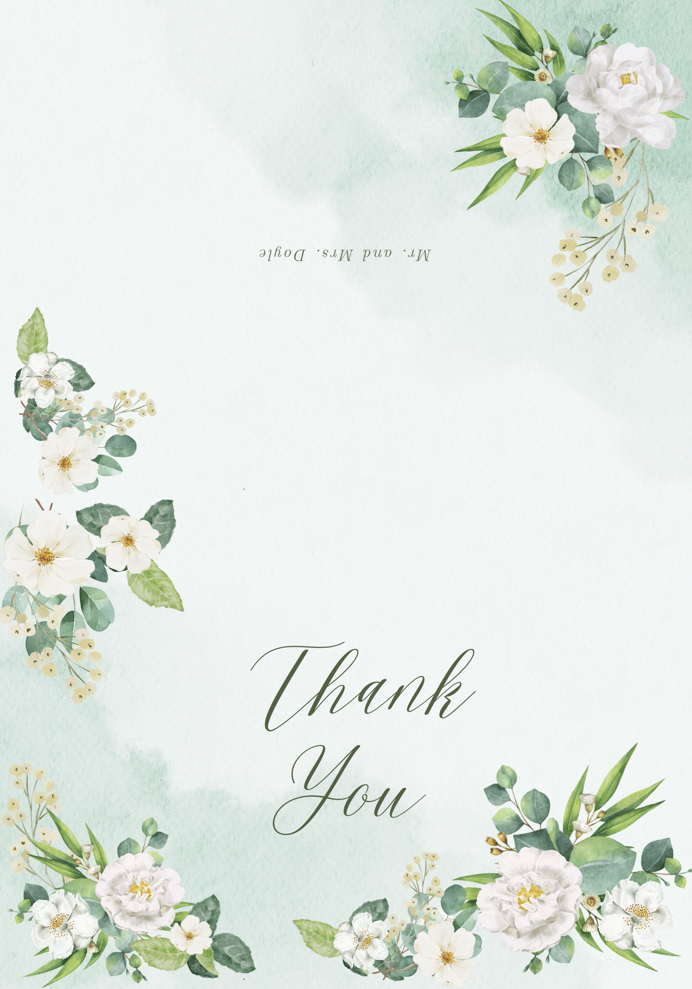 Elegant White Floral Photo Frame Folded Card Landscape | Customizable Canva Template | Digital Download. Outside
