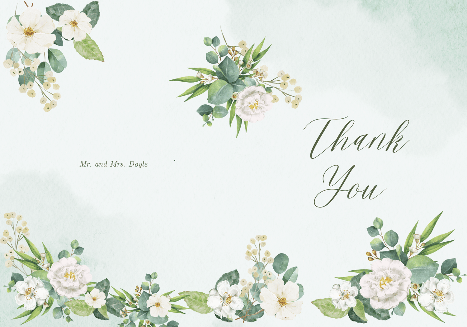 Elegant White Floral Photo Frame Folded Card Portrait | Customizable Canva Template | Digital Download. Outside