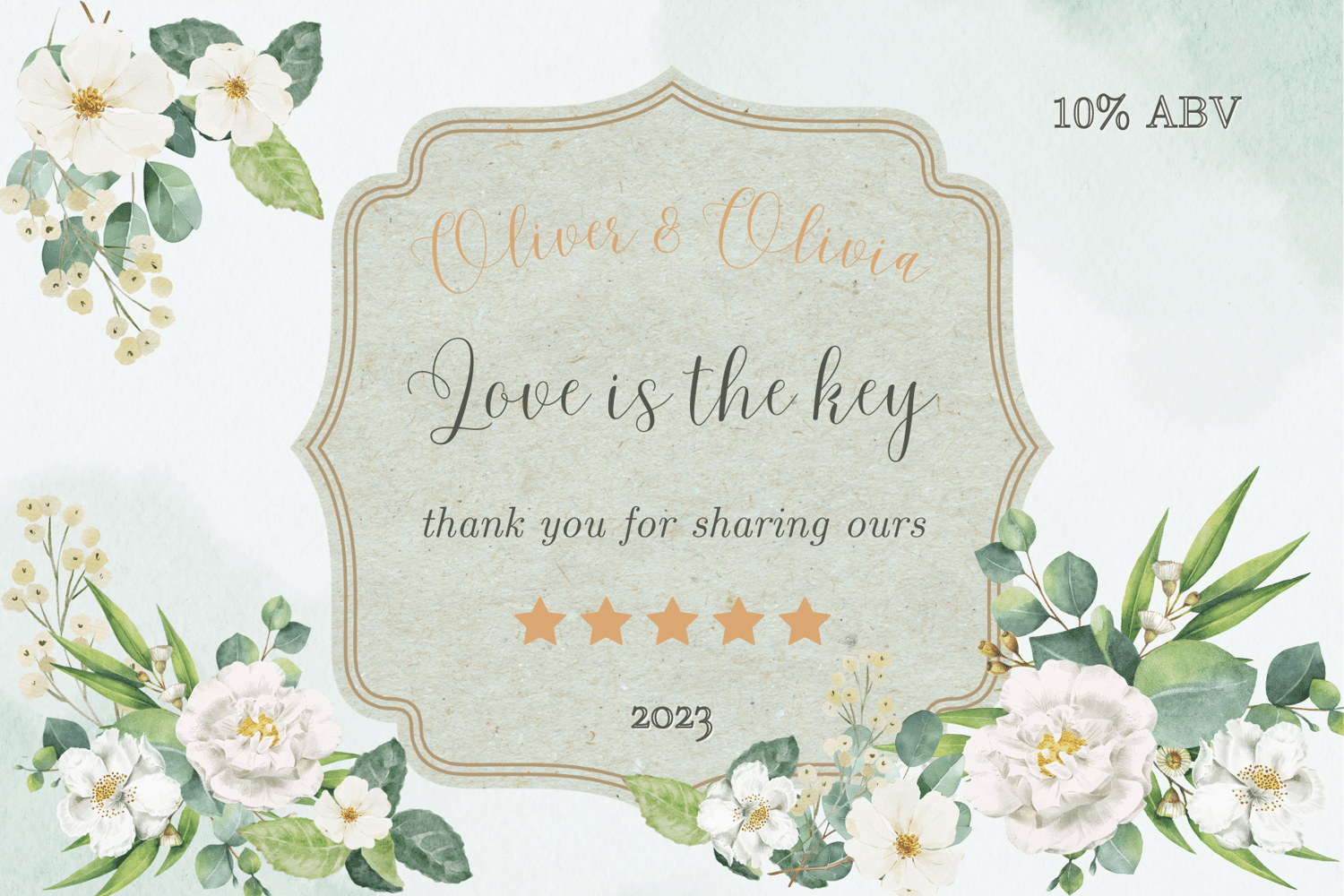 Elegant White Floral Photo Frame Sticker Label 6"x4" | Customizable Canva Template | Digital Download. Design