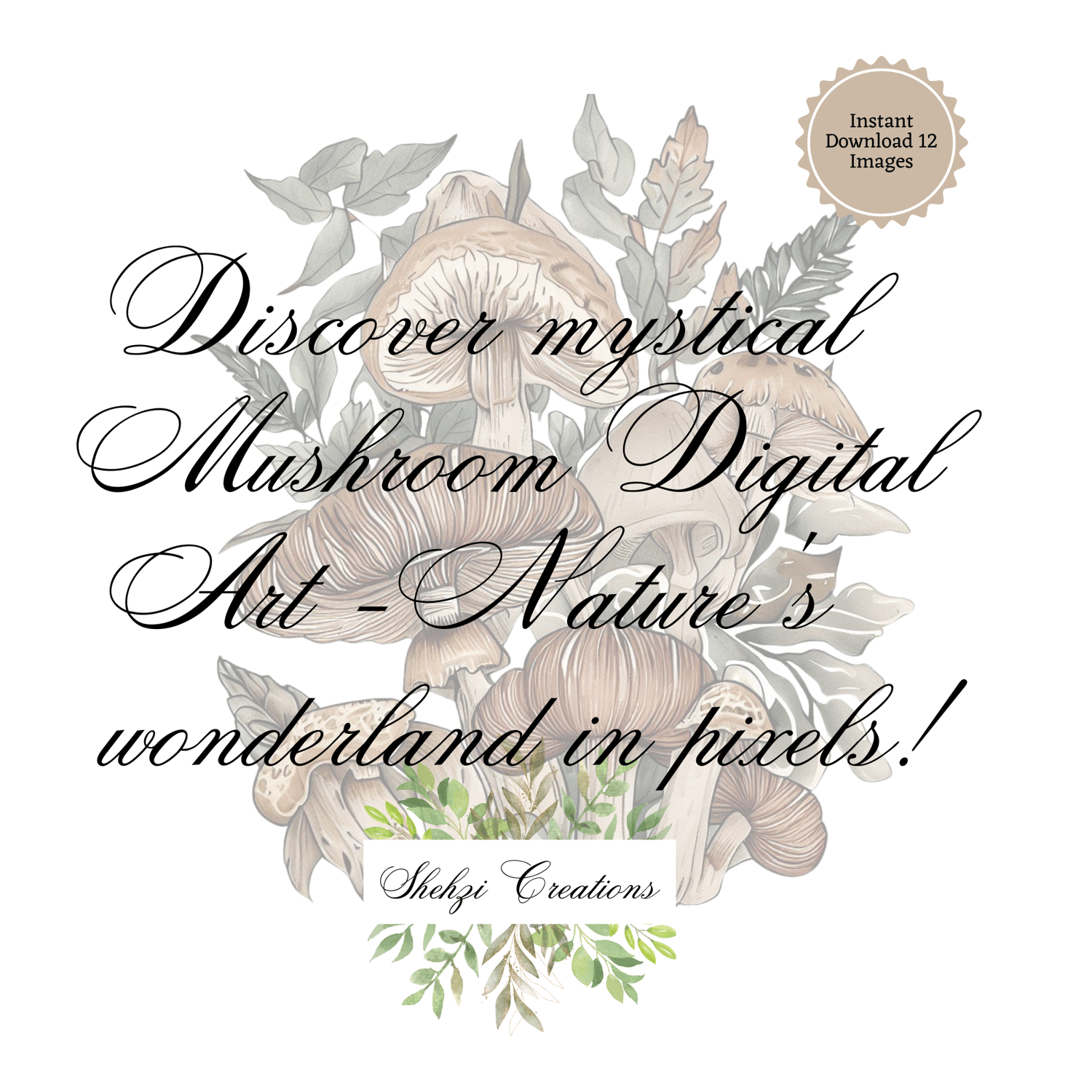 Explore Pixel Wonderland: Enchanting Mushroom Digital Art | Instant Download | 12 Images