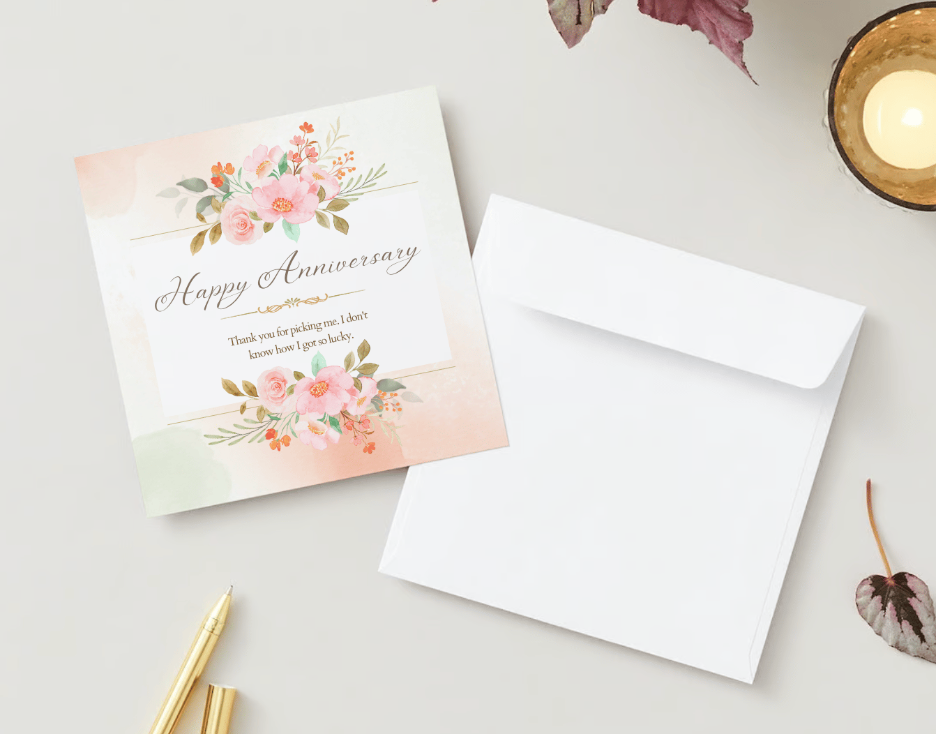 Soft Pink Floral Watercolor Invitation | Canva Template | Digital. Mock Front