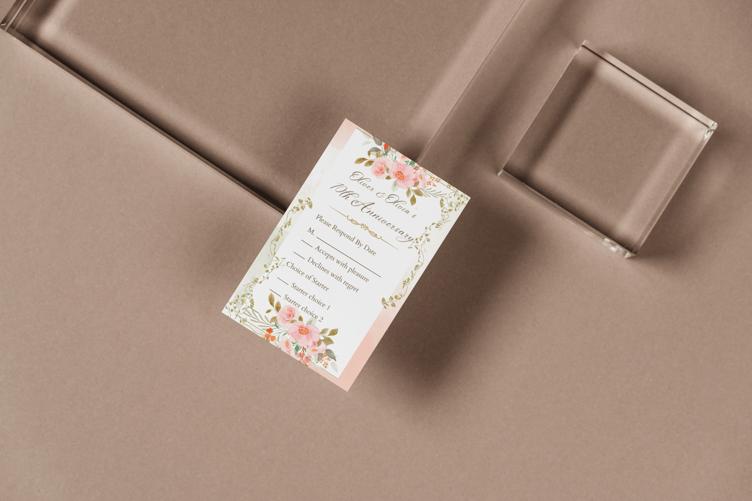 Soft Pink Floral Watercolor RSVP Card | Customizable Canva Template | Digital Download. Mock Front