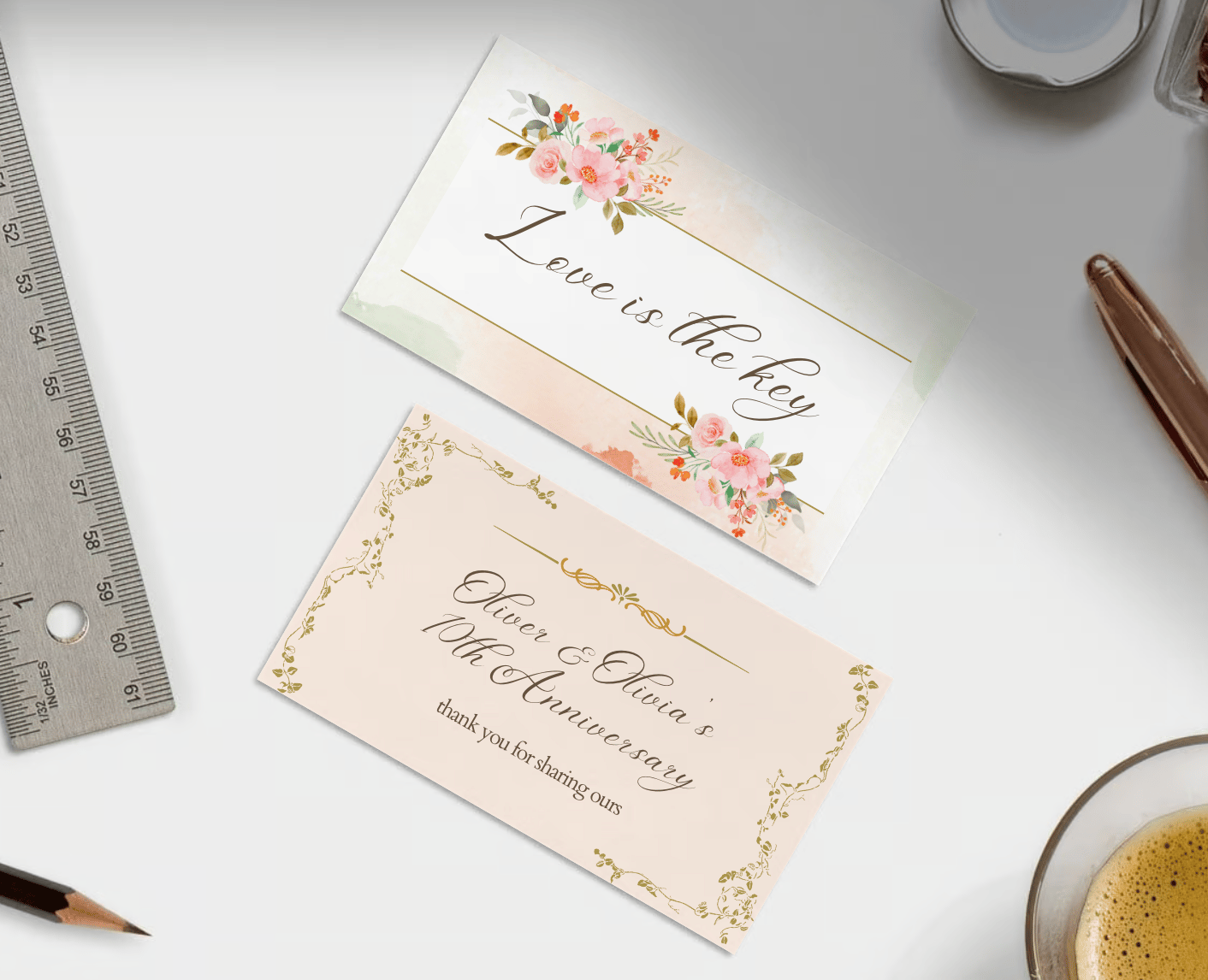 Soft Pink Floral Watercolor Gift/Favor Tag | Customizable Canva Template | Digital Download. Mock front and back