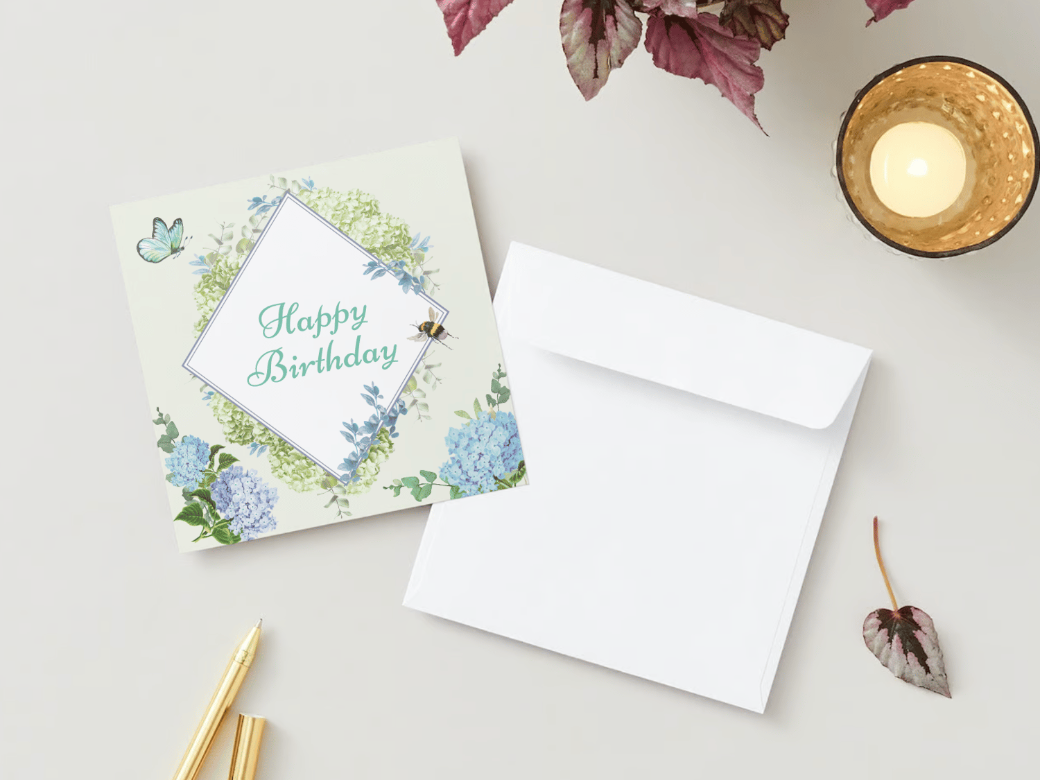 Elegant Butterfly Floral Design Invitation | Canva Template | Digital. Mock Front