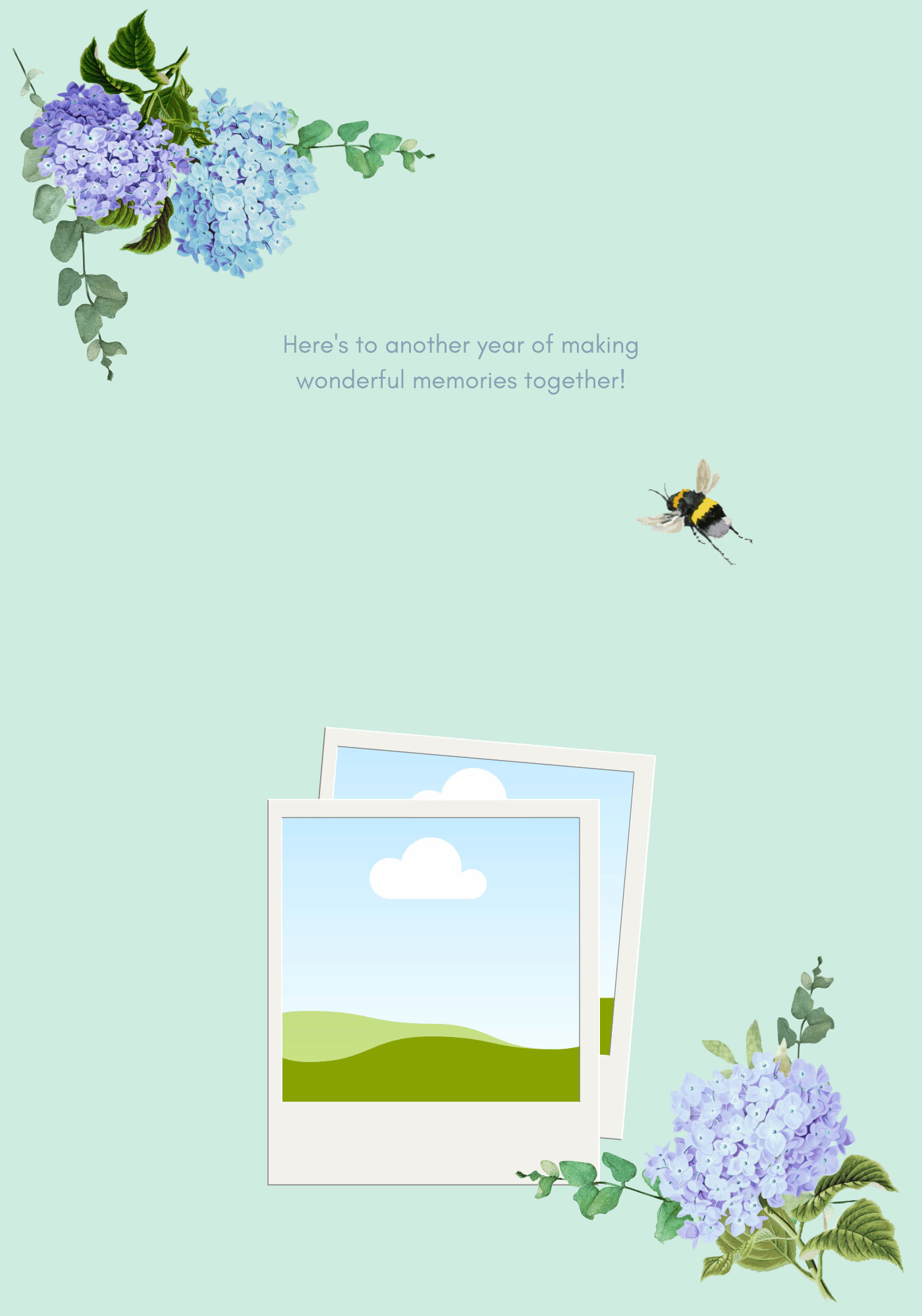 Elegant Butterfly Floral Design Folded Card Landscape | Customizable Canva Template | Digital. Inside