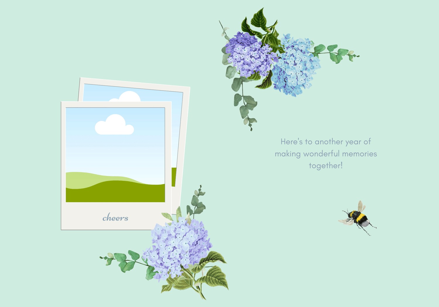 Elegant Butterfly Floral Design Folded Card Portrait | Customizable Canva Template | Digital. Inside