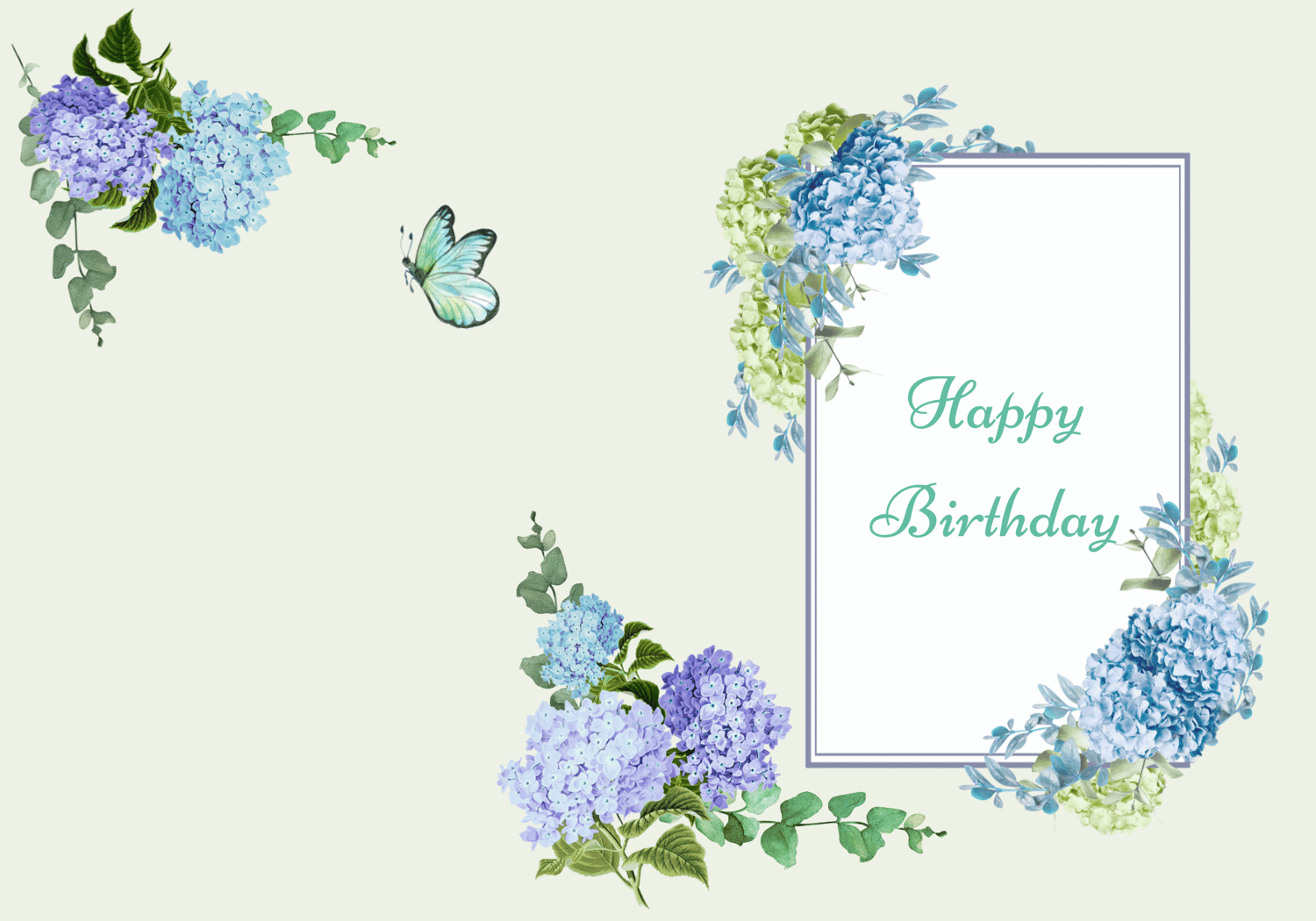 Elegant Butterfly Floral Design Folded Card Portrait | Customizable Canva Template | Digital. Outside