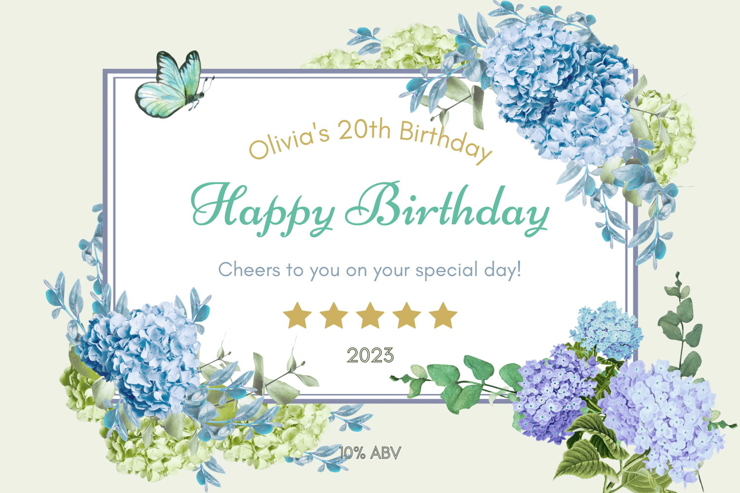 Elegant Butterfly Floral Design Sticker Label 6"x4" | Customizable Canva Template | Digital. Design