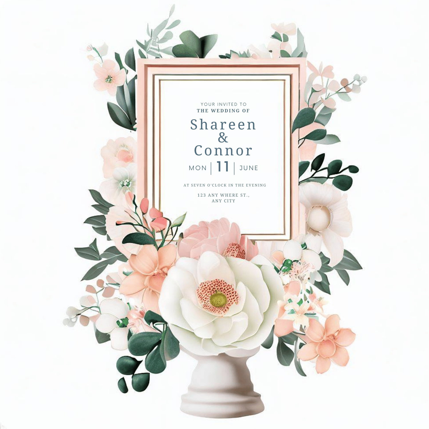 Download Your Floral Wedding Invitations: Canva Template | 16 Designs