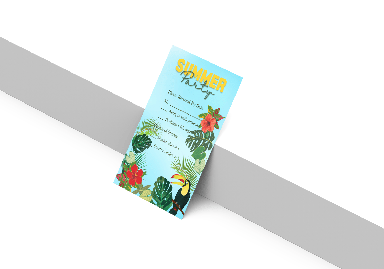 Vibrant Tropical Paradise Design RSVP Card | Customizable Canva Template | Digital. Mock image