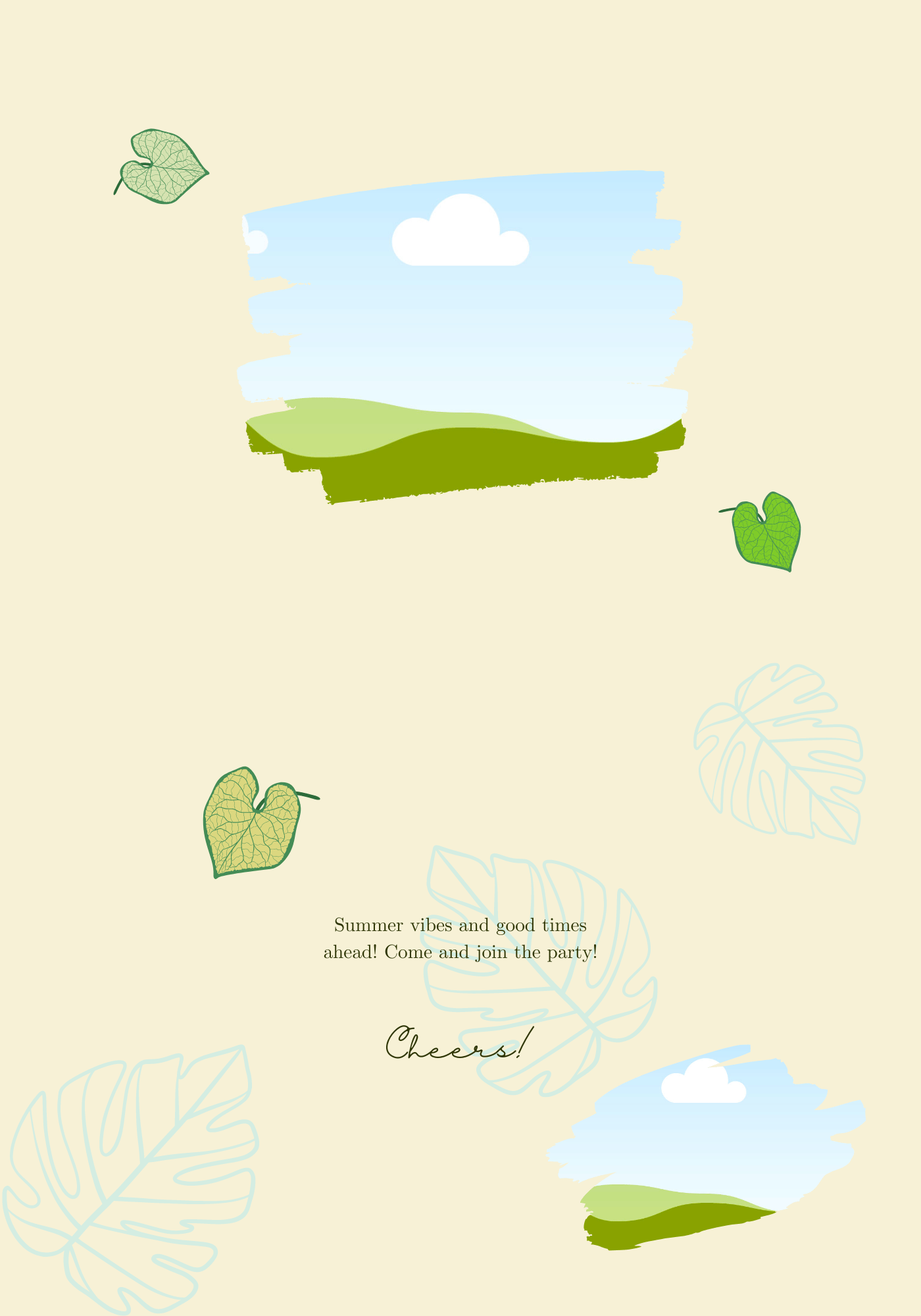 Vibrant Tropical Paradise Design Folded Card Landscape | Customizable Canva Template | Digital. Inside design