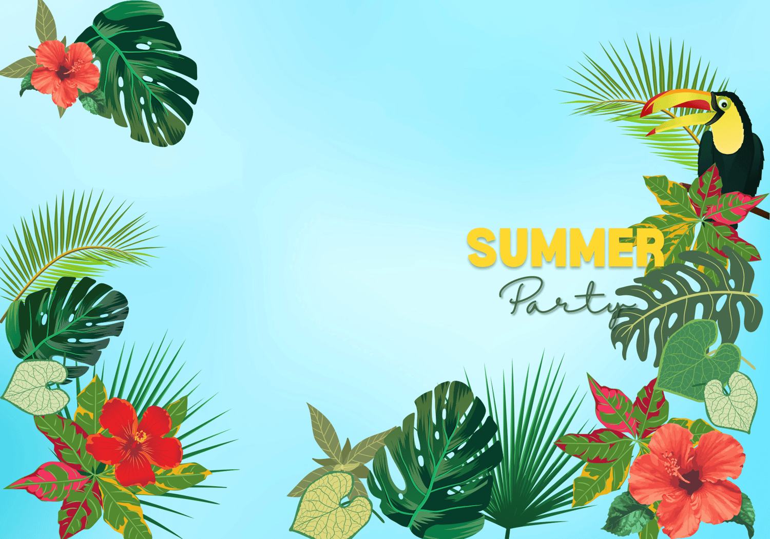Vibrant Tropical Paradise Design Folded Card Portrait | Customizable Canva Template | Digital. Outside design