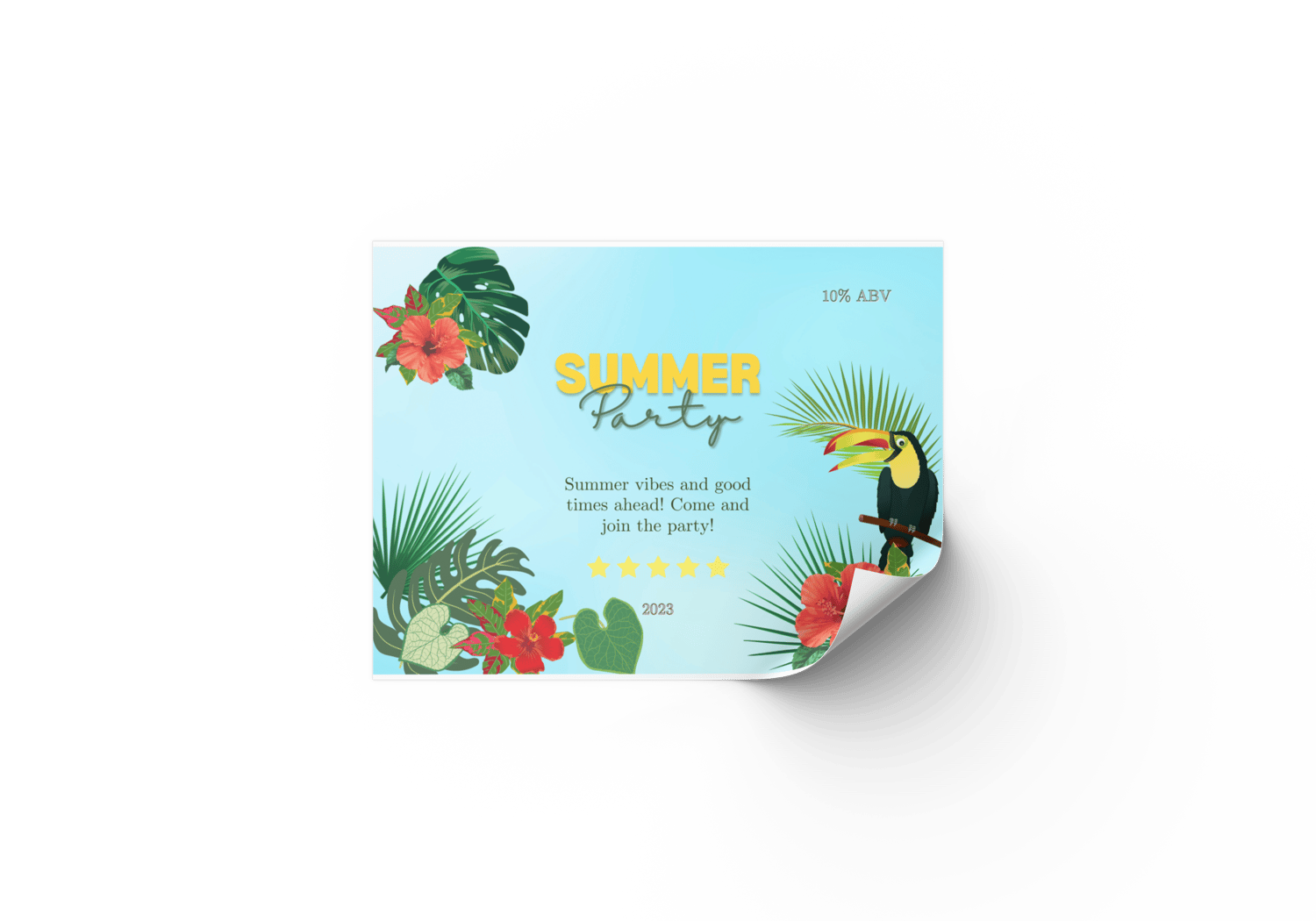 Vibrant Tropical Paradise Design Sticker Label 4"x3" | Customizable Canva Template | Digital. Mock sticker