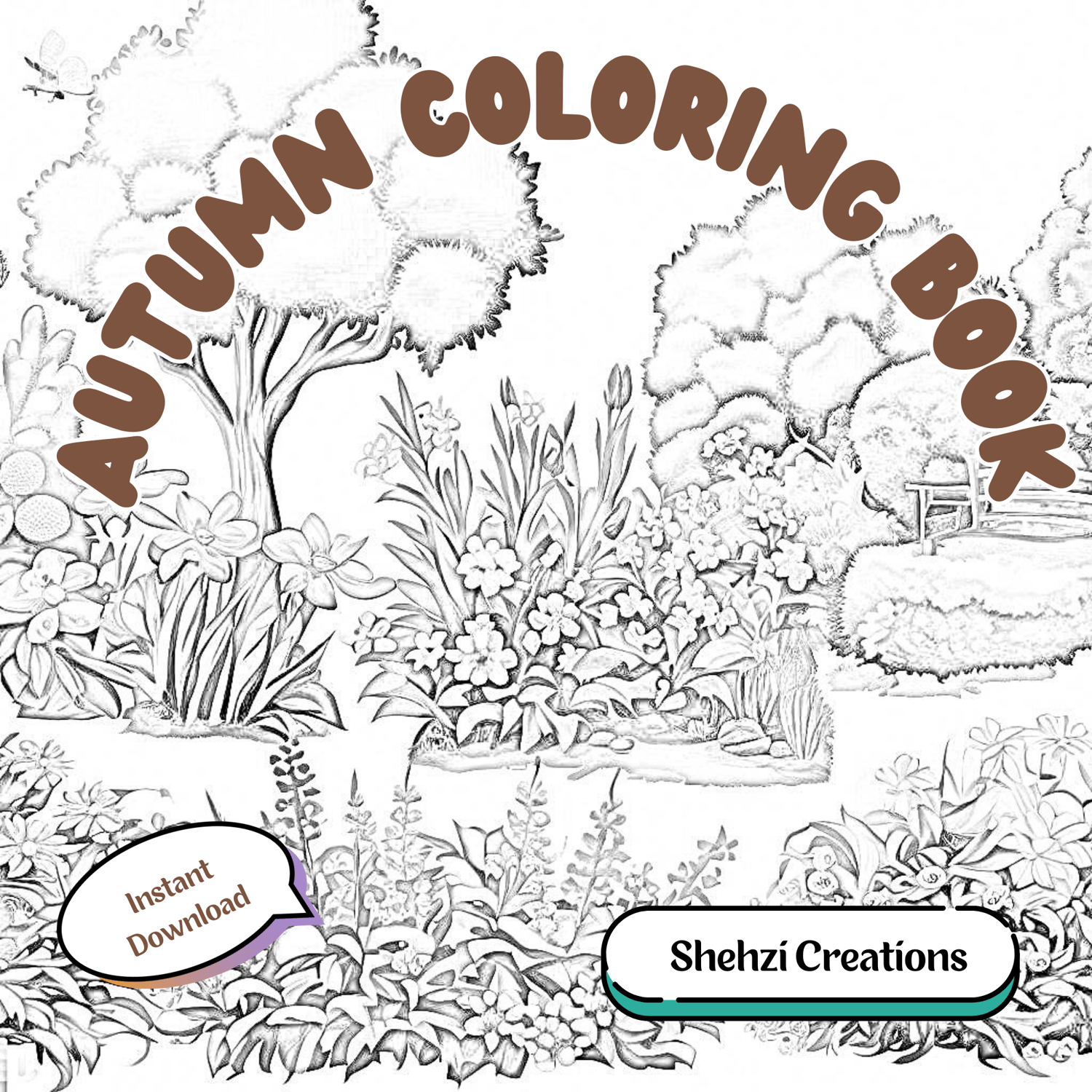 Captivating Design: Autumn Serenity Coloring Book with Cozy Fall Scenes Clipart