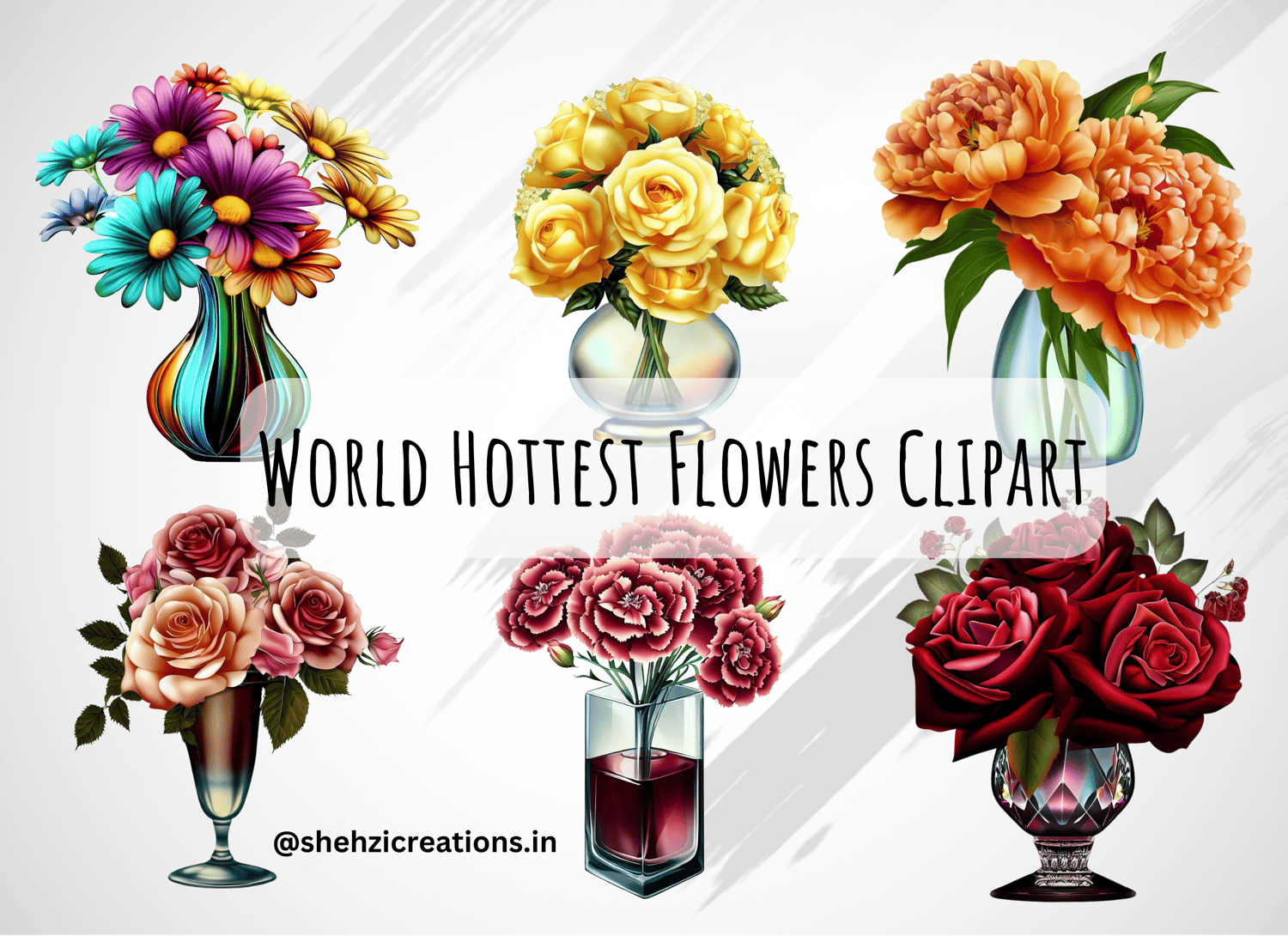 Instant Download: Top 24 Highly Requested Flowers Clipart Illustrations in PNG Format