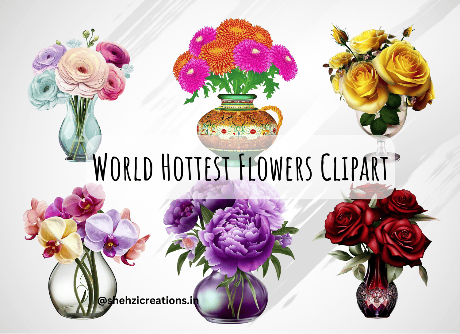 nstant Download: Top 24 Highly Requested Flowers Clipart Illustrations in PNG Format
