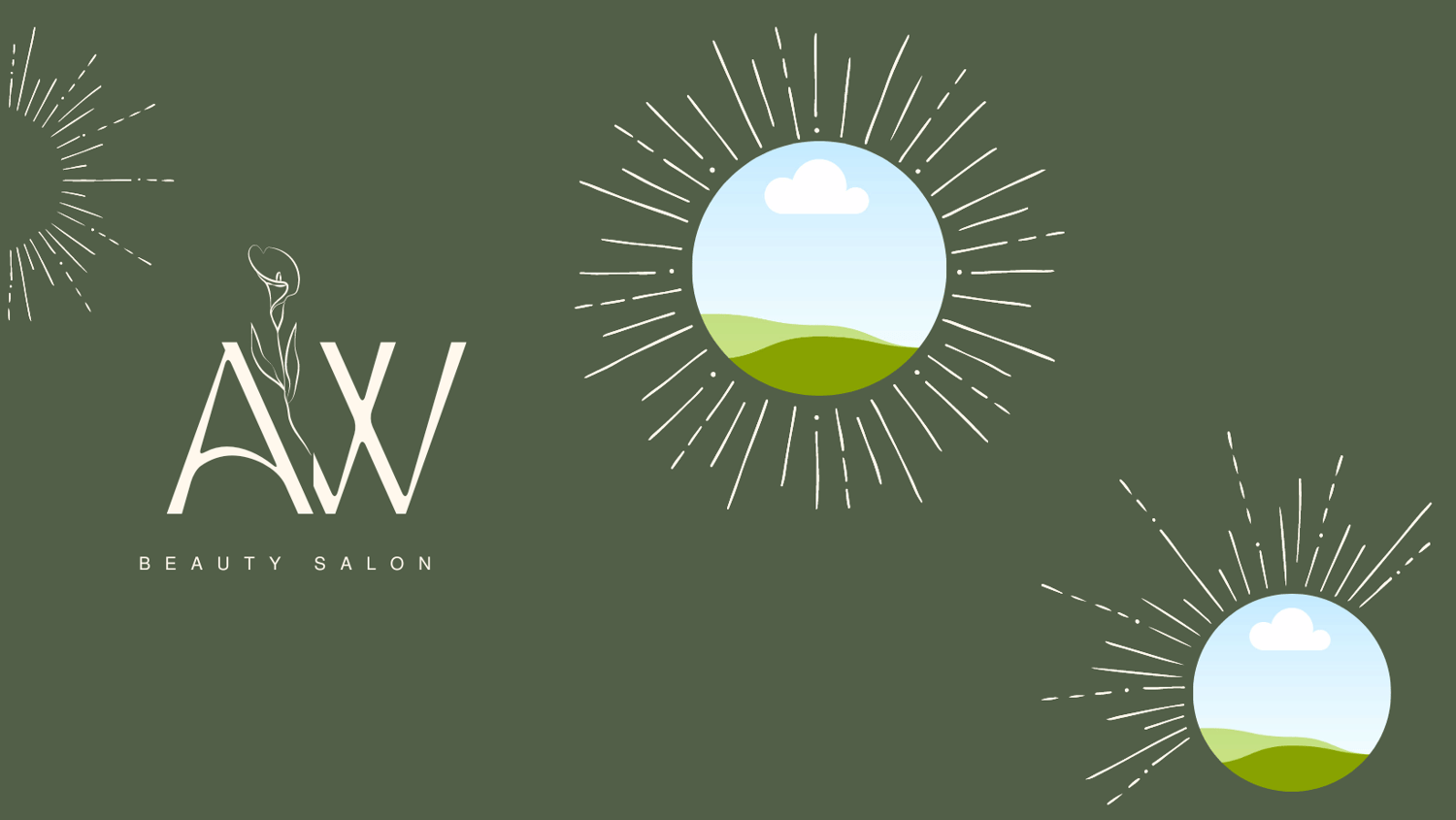 Customizable Feminine initials with a line-drawn flower Facebook Cover Template for Canva - Small Business Branding, olive green