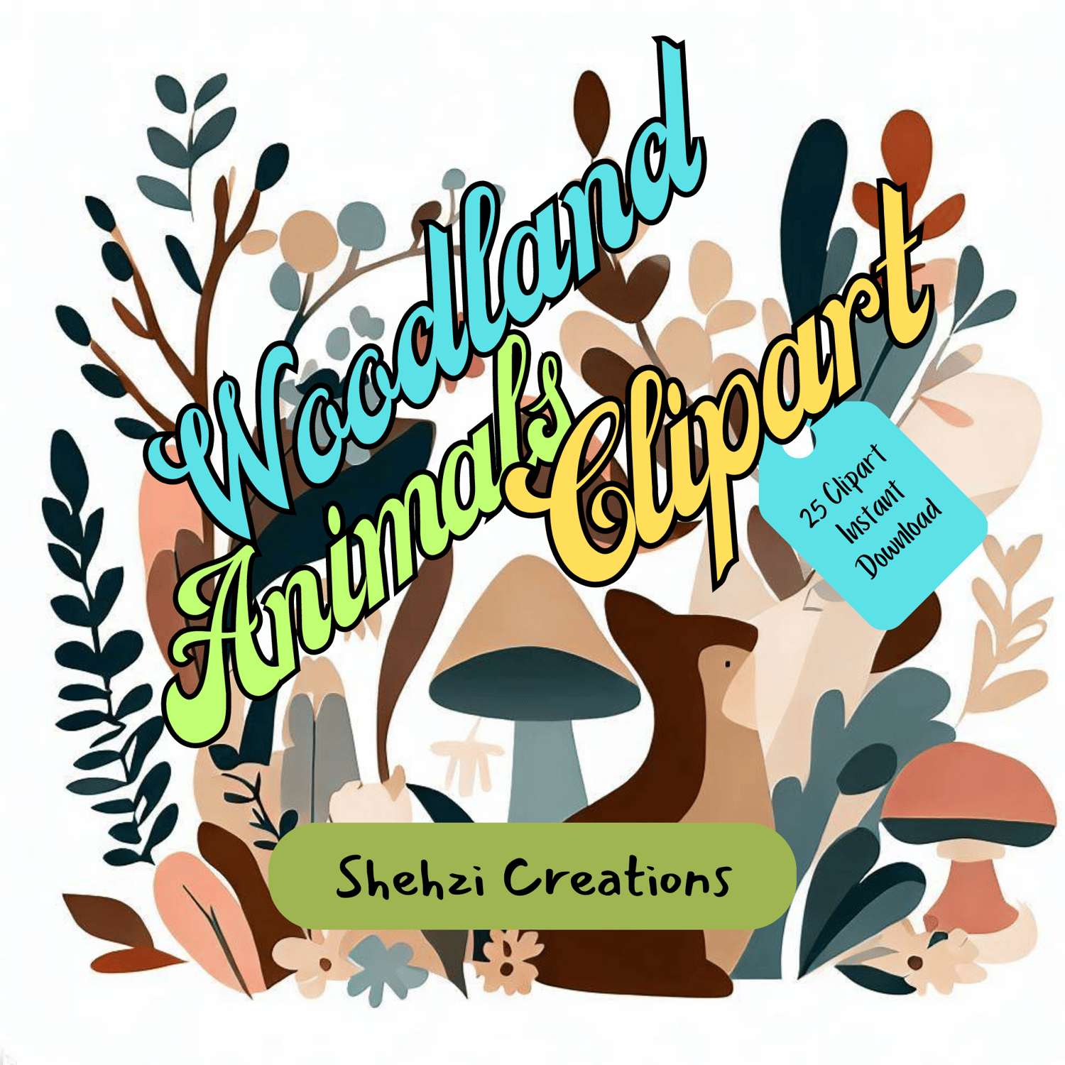 Woodland Animals Clipart: 25 Cute Forest Creatures - Instant Digital Download