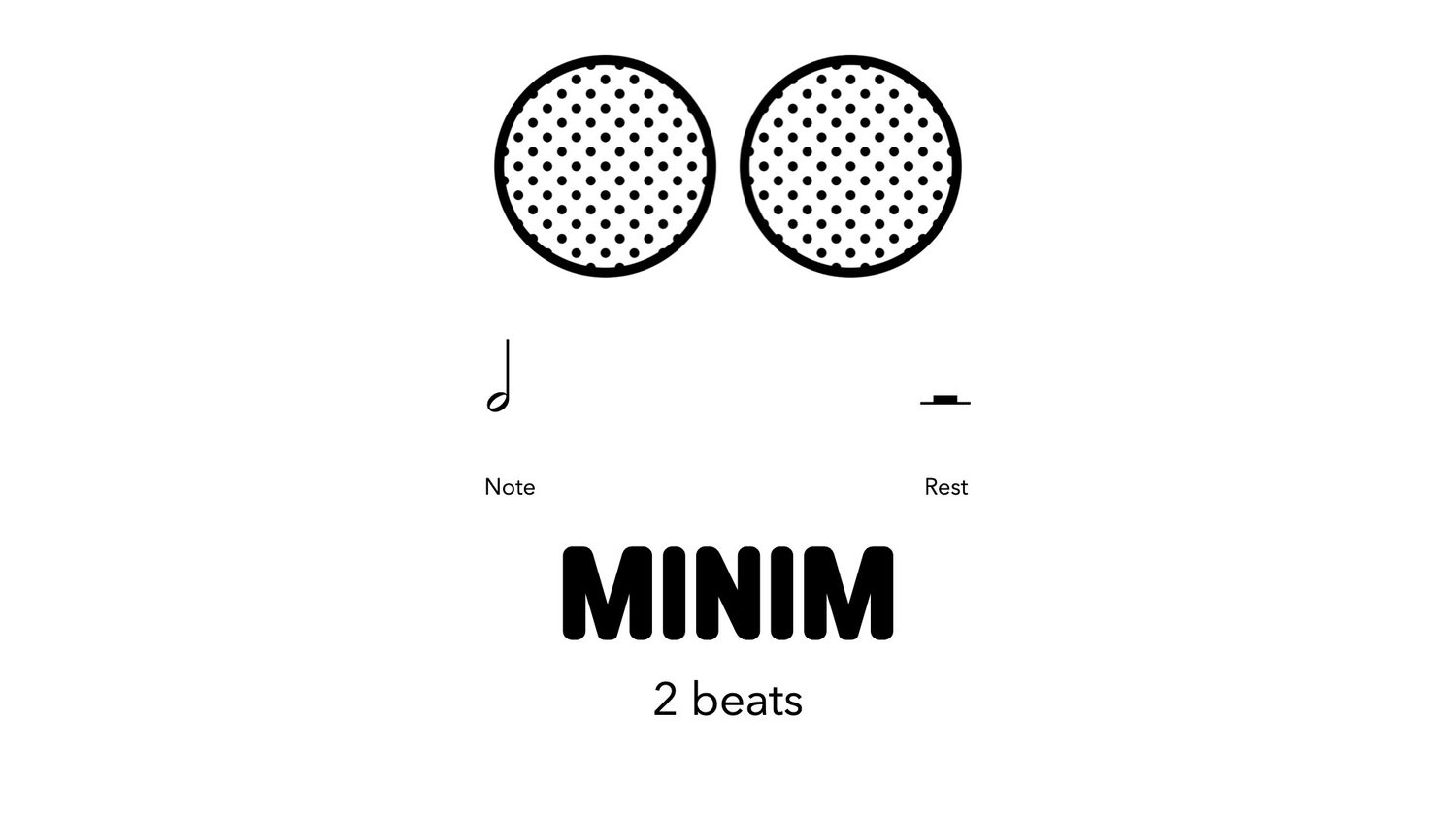 A minim, also known as a half note, is a musical note value that represents a duration of two beats in common time (4/4 time) or its equivalent in other time signatures. It is named "half note" because it is half the duration of a whole note (semibreve).